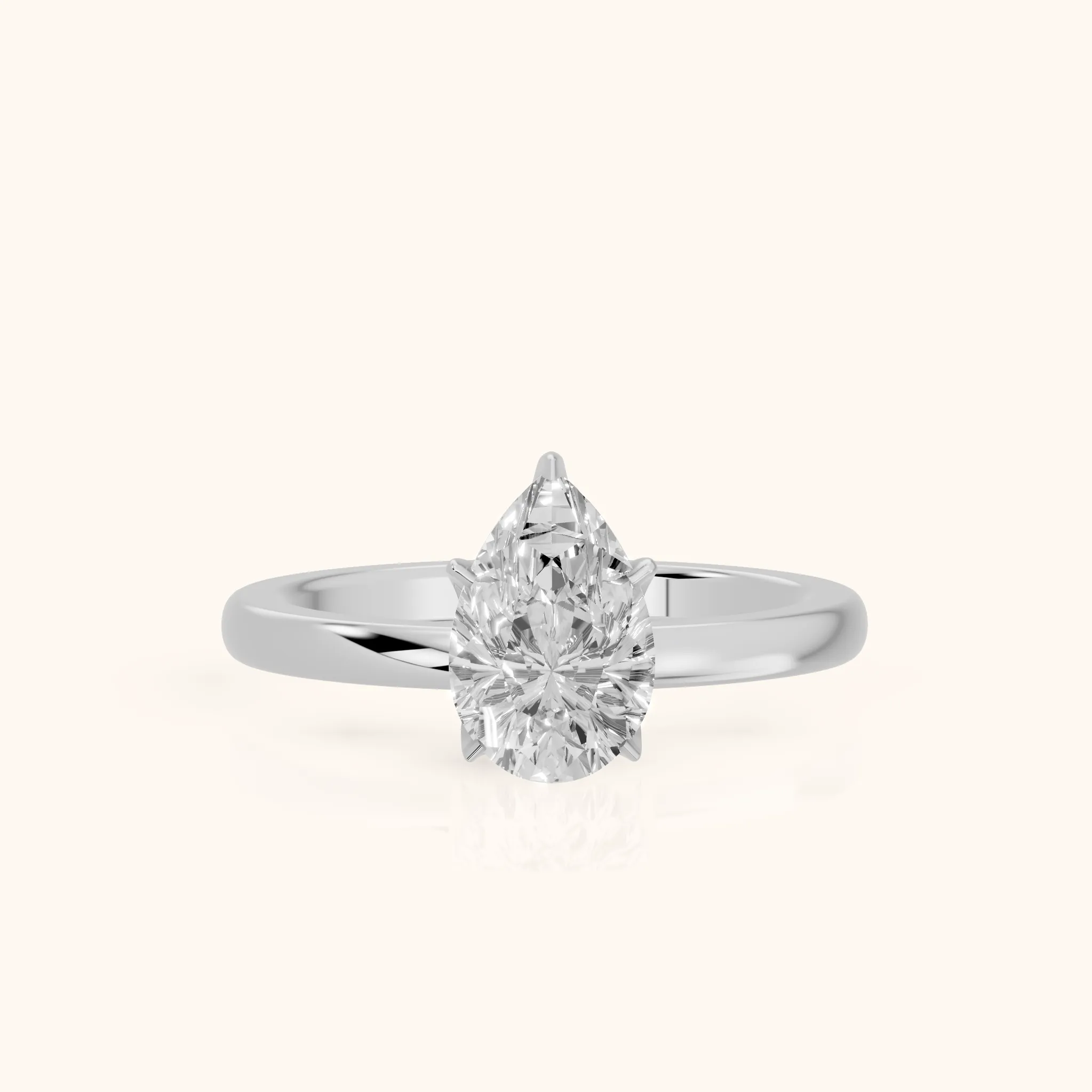 Serena Blossom Solitaire Pear Diamond Engagement Ring in White Gold — view 1