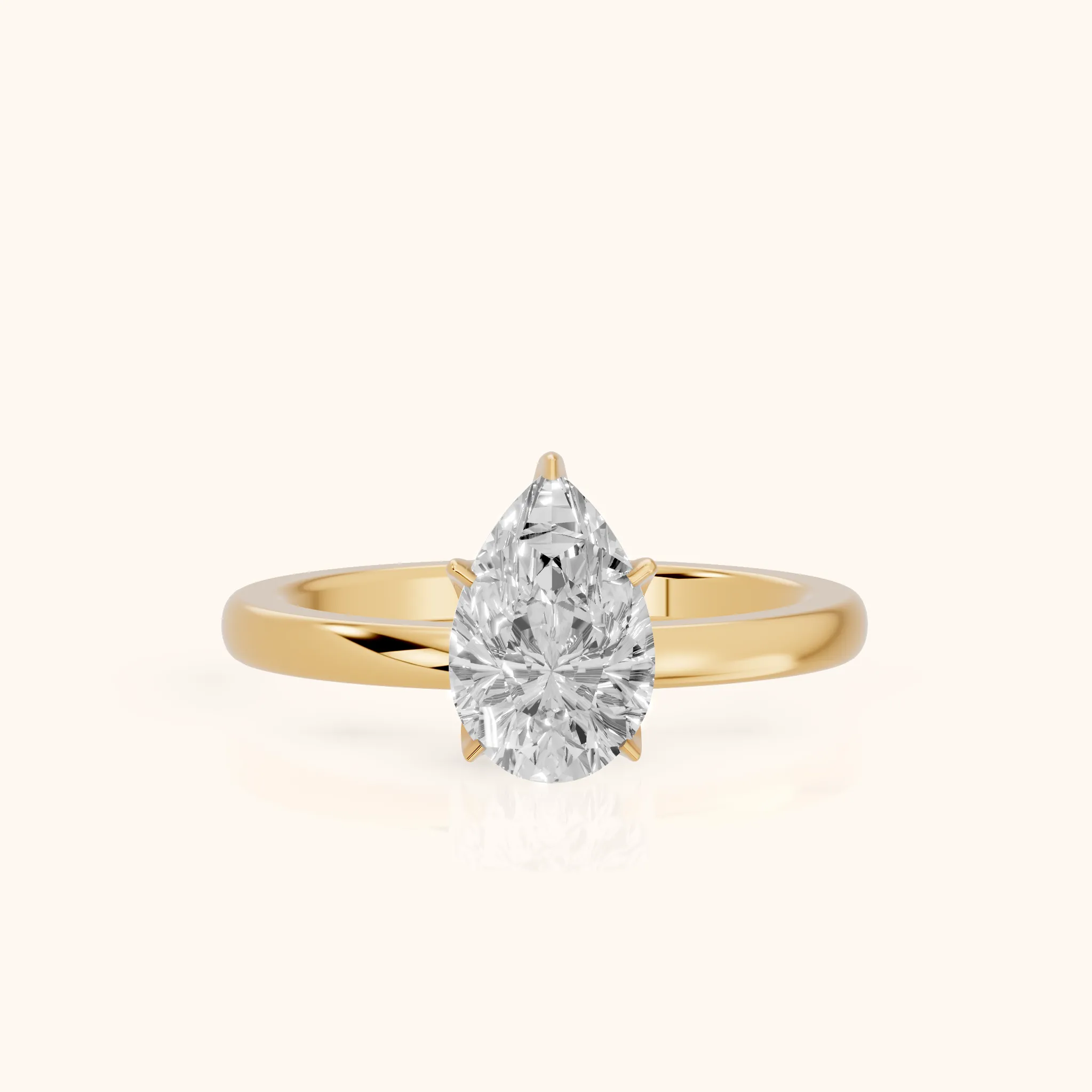 Serena Blossom Solitaire Pear Diamond Engagement Ring in Yellow Gold — view 1