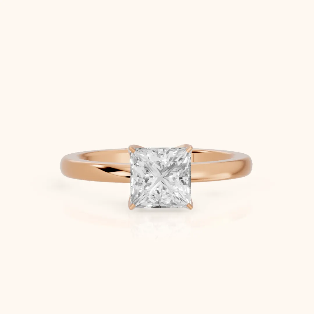 Serena Blossom Solitaire Princess Diamond Engagement Ring in Rose Gold