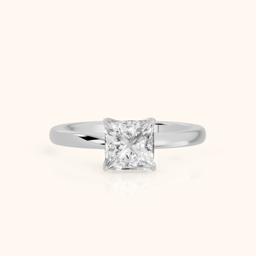 Serena Blossom Solitaire Princess Diamond Engagement Ring in Silver