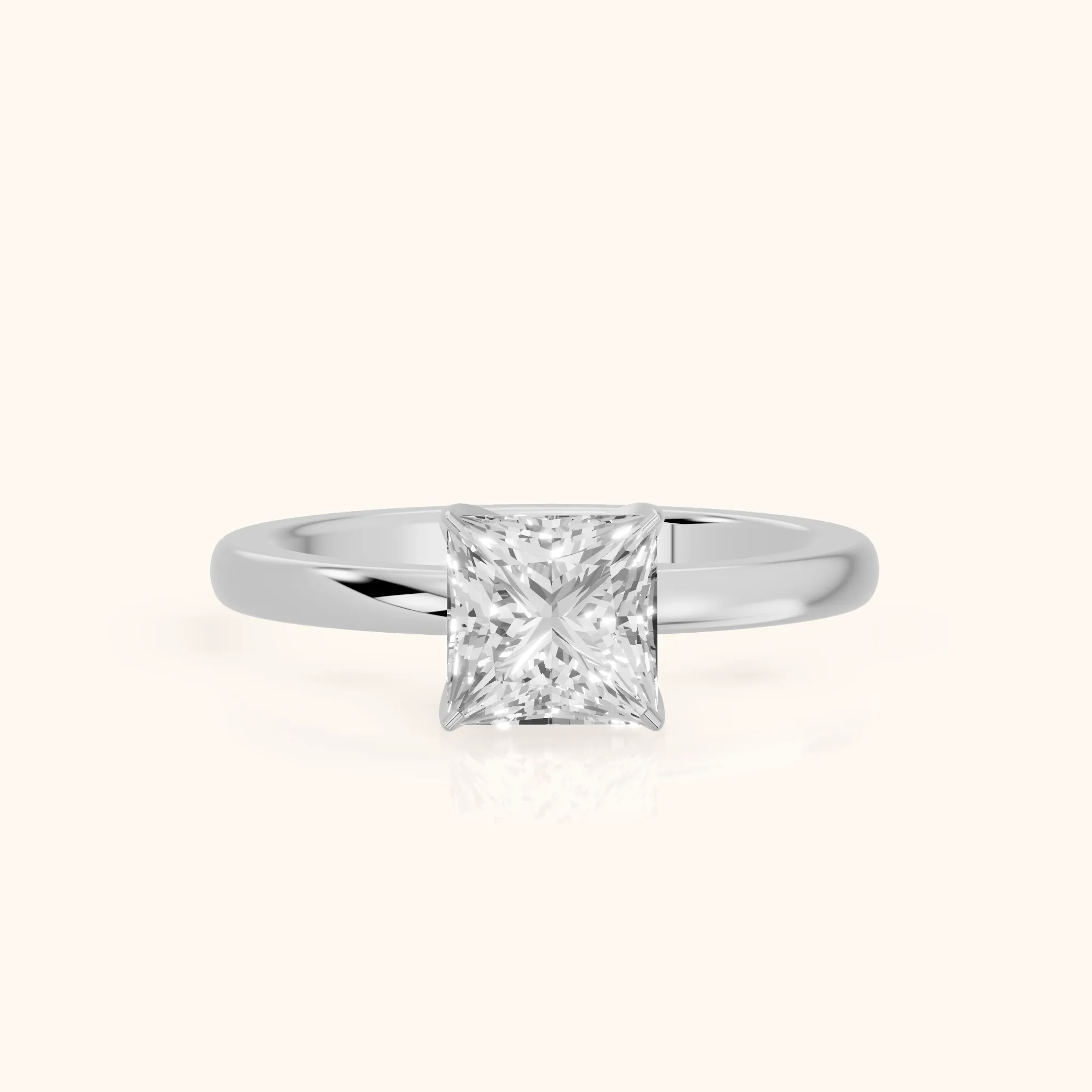 Serena Blossom Solitaire Princess Diamond Engagement Ring in Platinum — view 1