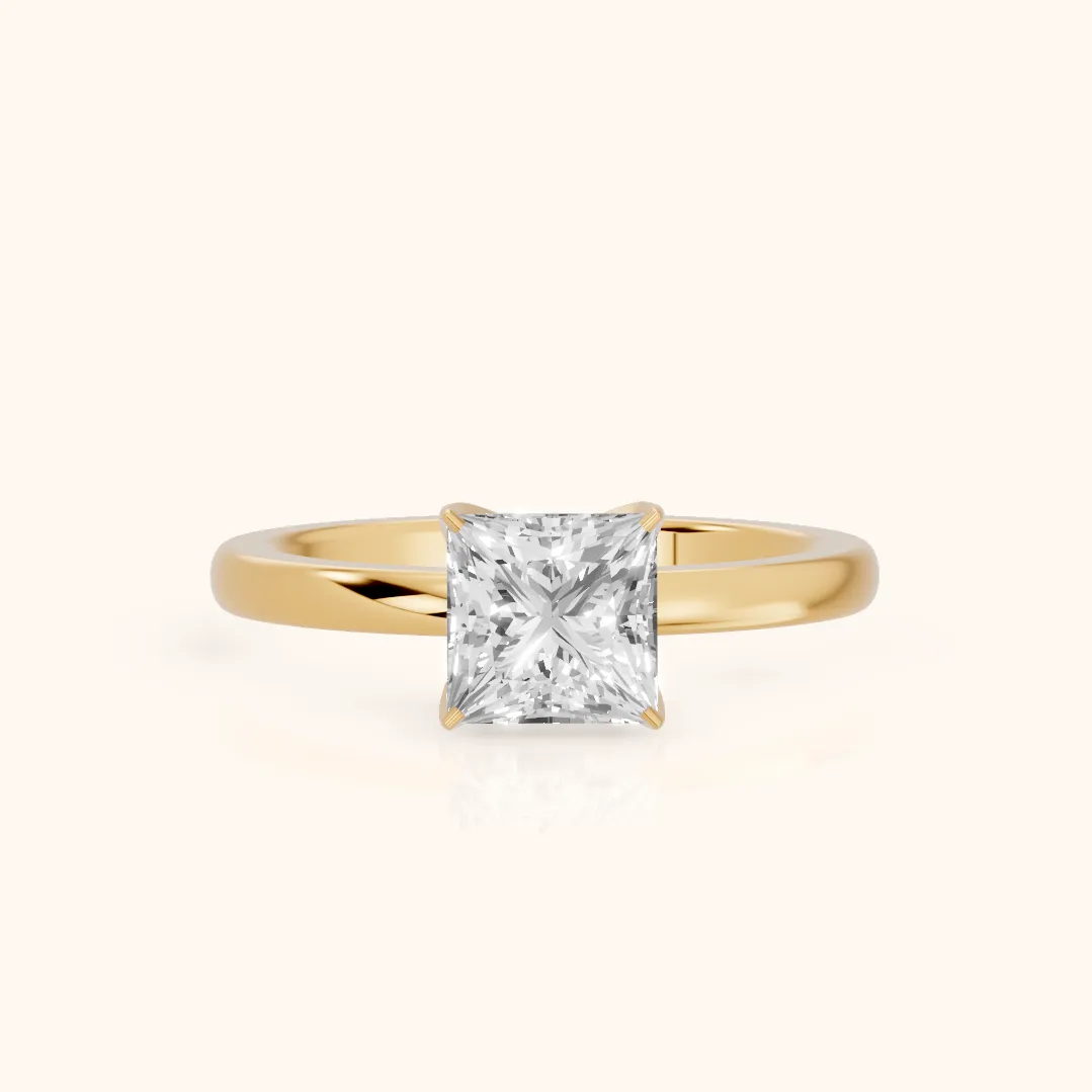Serena Blossom Solitaire Princess Diamond Engagement Ring in Yellow Gold