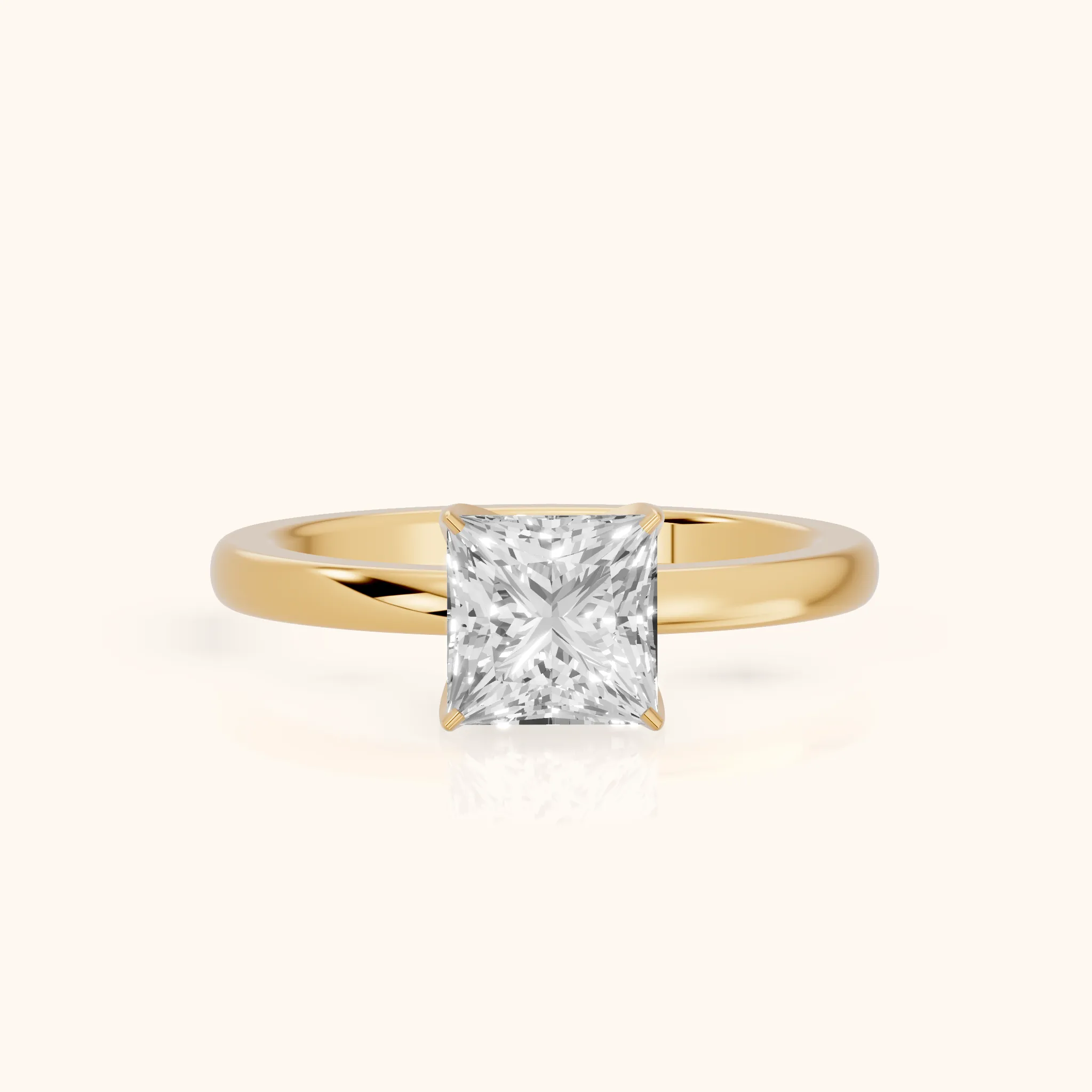 Serena Blossom Solitaire Princess Diamond Engagement Ring in Yellow Gold — view 1