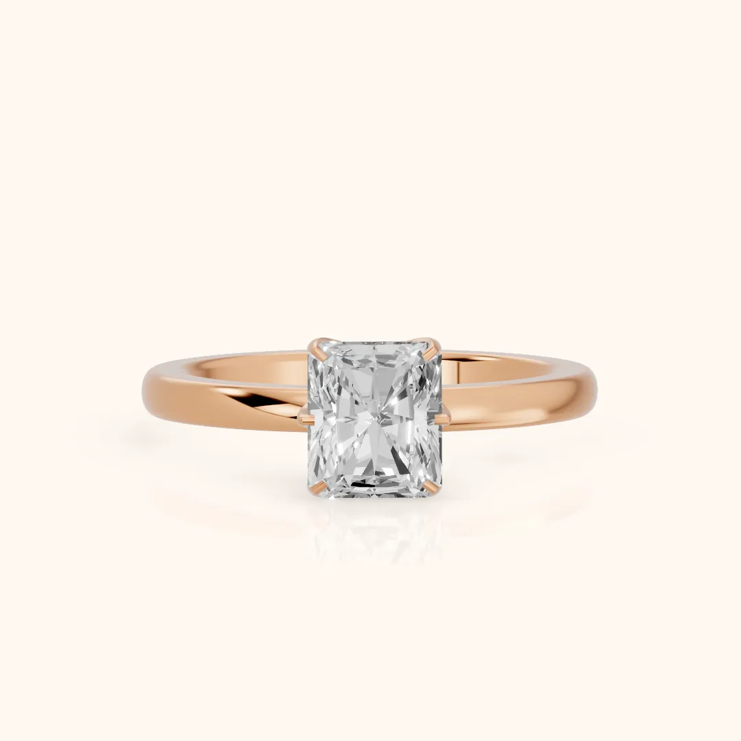 Serena Blossom Solitaire Radiant Diamond Engagement Ring in Rose Gold