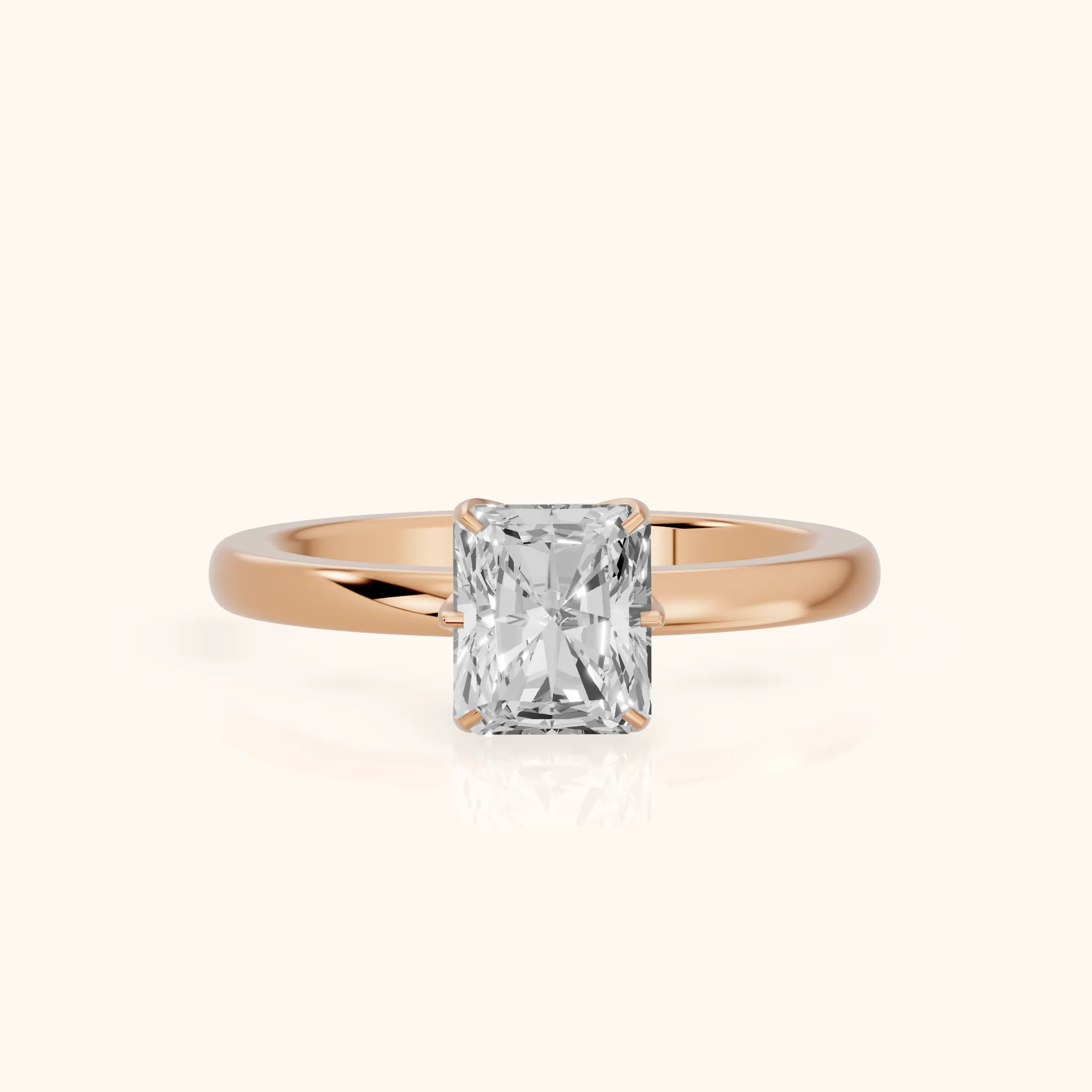 Serena Blossom Solitaire Radiant Diamond Engagement Ring in Rose Gold — view 1