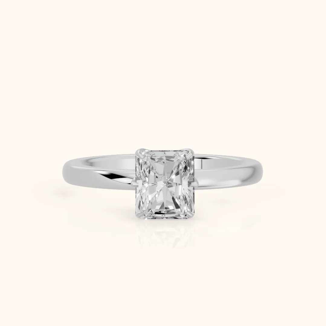 Serena Blossom Solitaire Radiant Diamond Engagement Ring in Silver