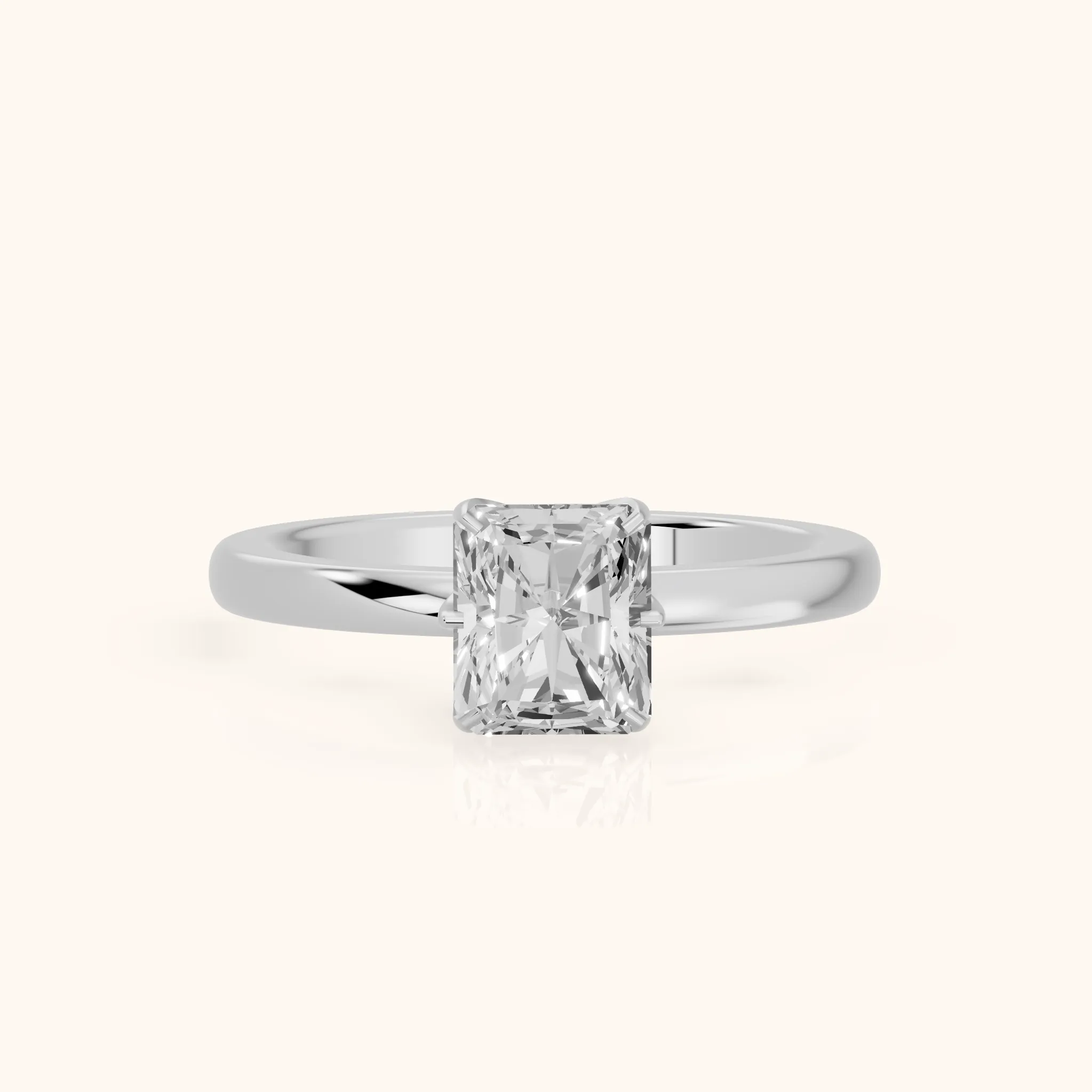 Serena Blossom Solitaire Radiant Diamond Engagement Ring in Silver — view 1