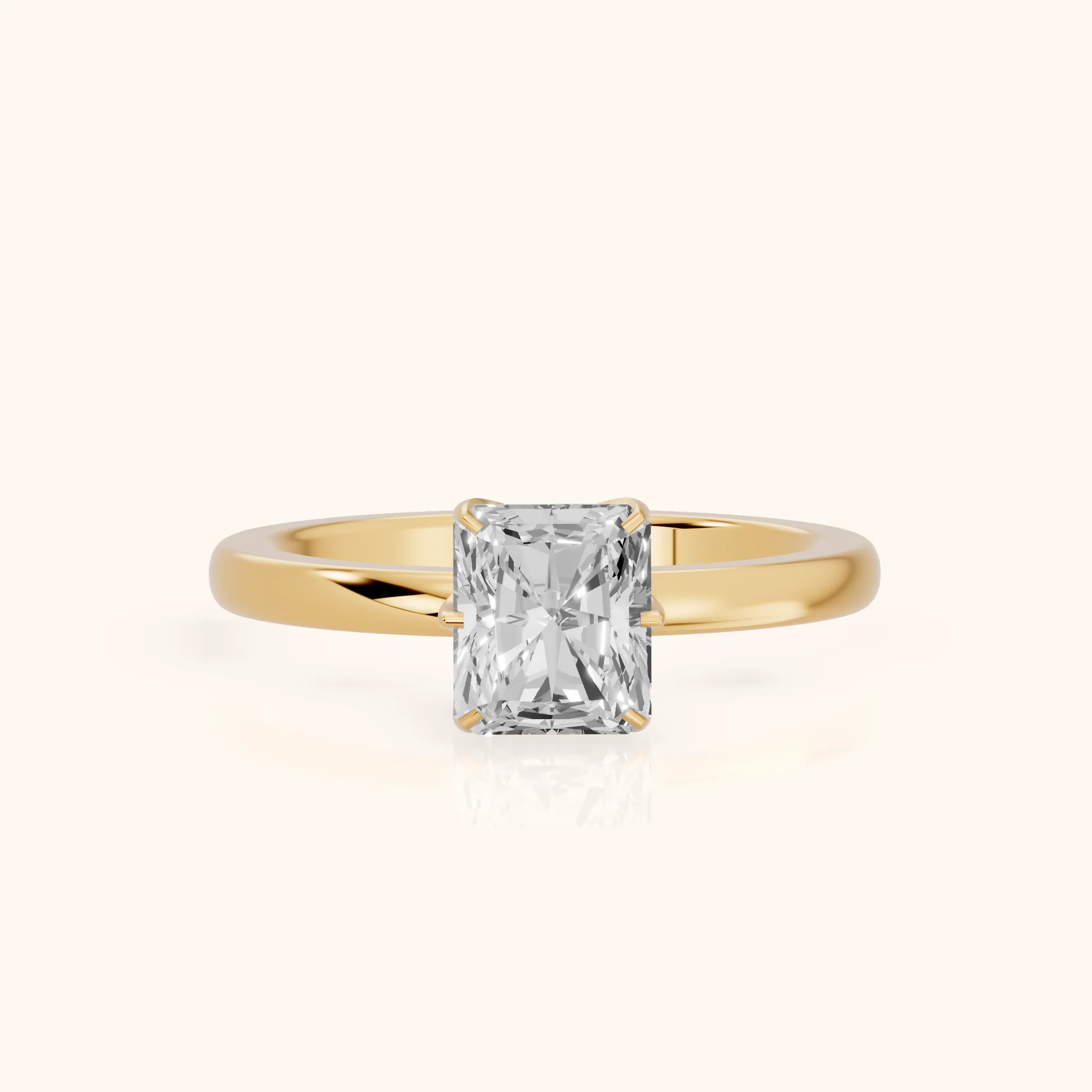 Serena Blossom Solitaire Radiant Diamond Engagement Ring in Yellow Gold — view 1