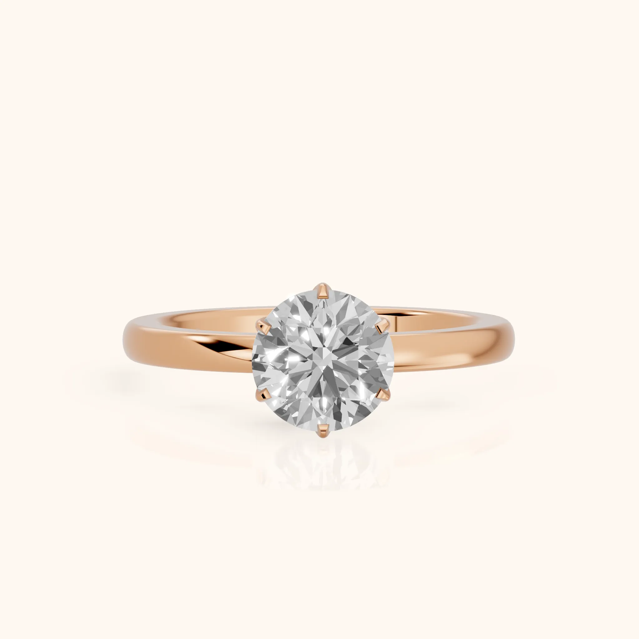 Serena Blossom Solitaire Round Diamond Engagement Ring in Rose Gold — view 1