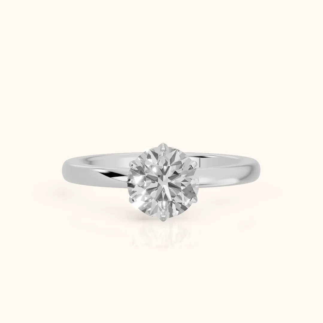 Serena Blossom Solitaire Round Diamond Engagement Ring in Platinum