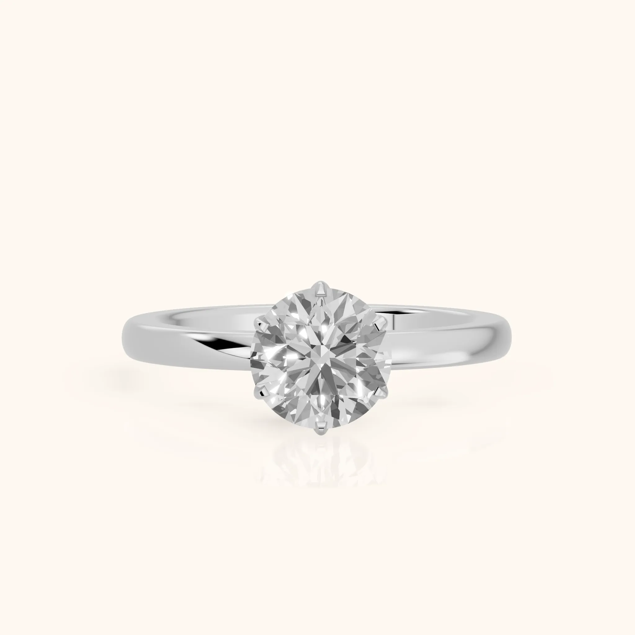 Serena Blossom Solitaire Round Diamond Engagement Ring in Platinum — view 1