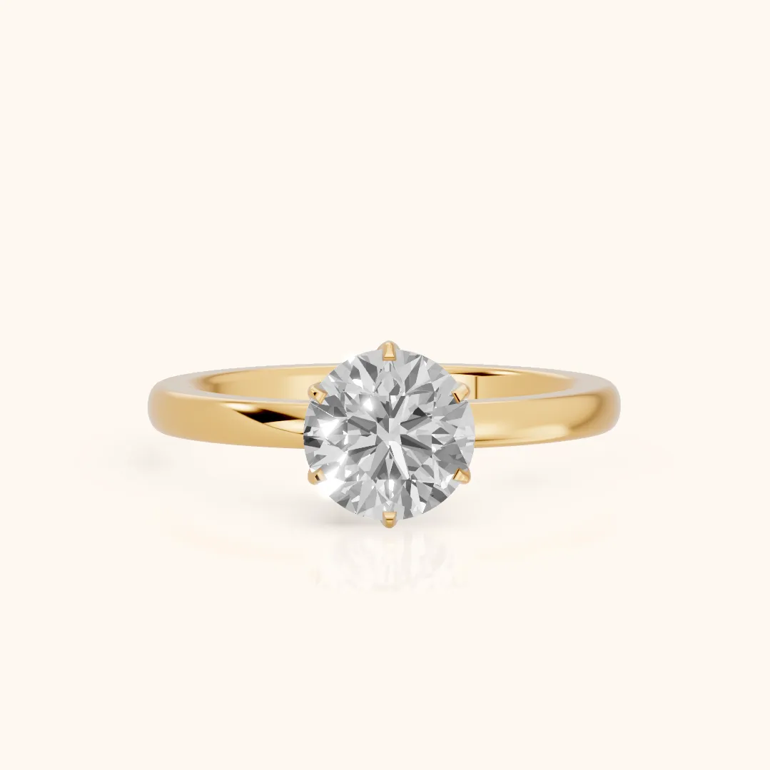 Serena Blossom Solitaire Round Diamond Engagement Ring in Yellow Gold