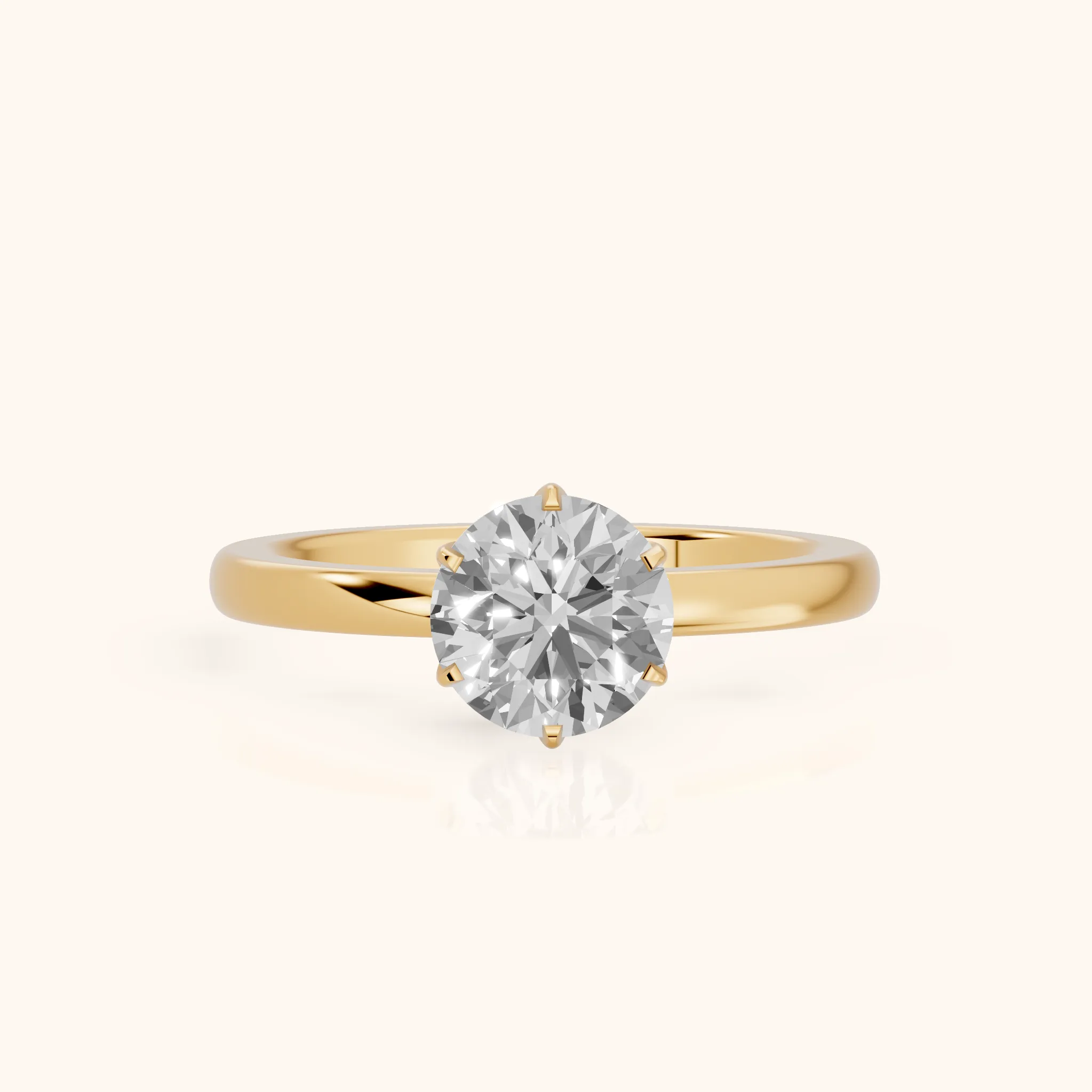 Serena Blossom Solitaire Round Diamond Engagement Ring in Yellow Gold — view 1