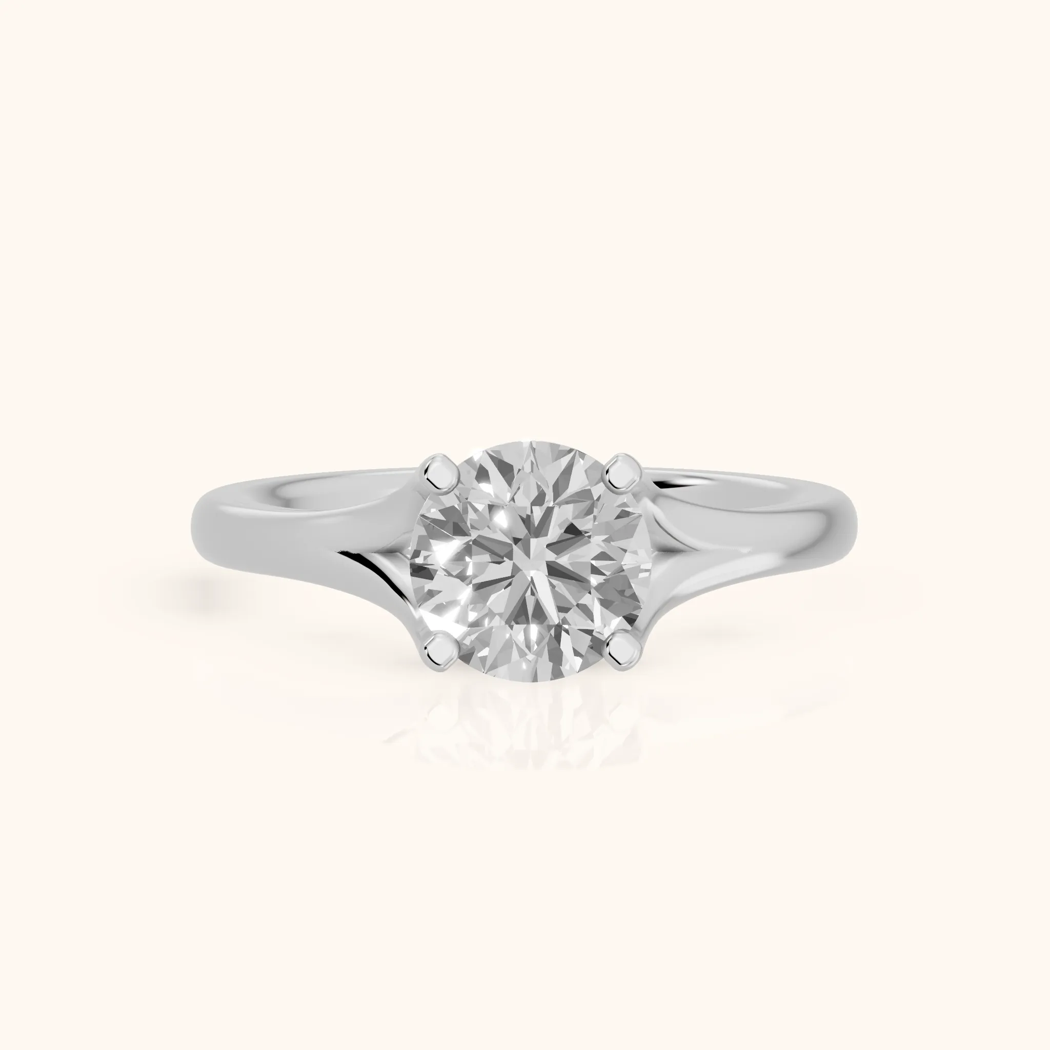 Nell Split Shank Solitaire Round Diamond Engagement Ring in Platinum — view 1