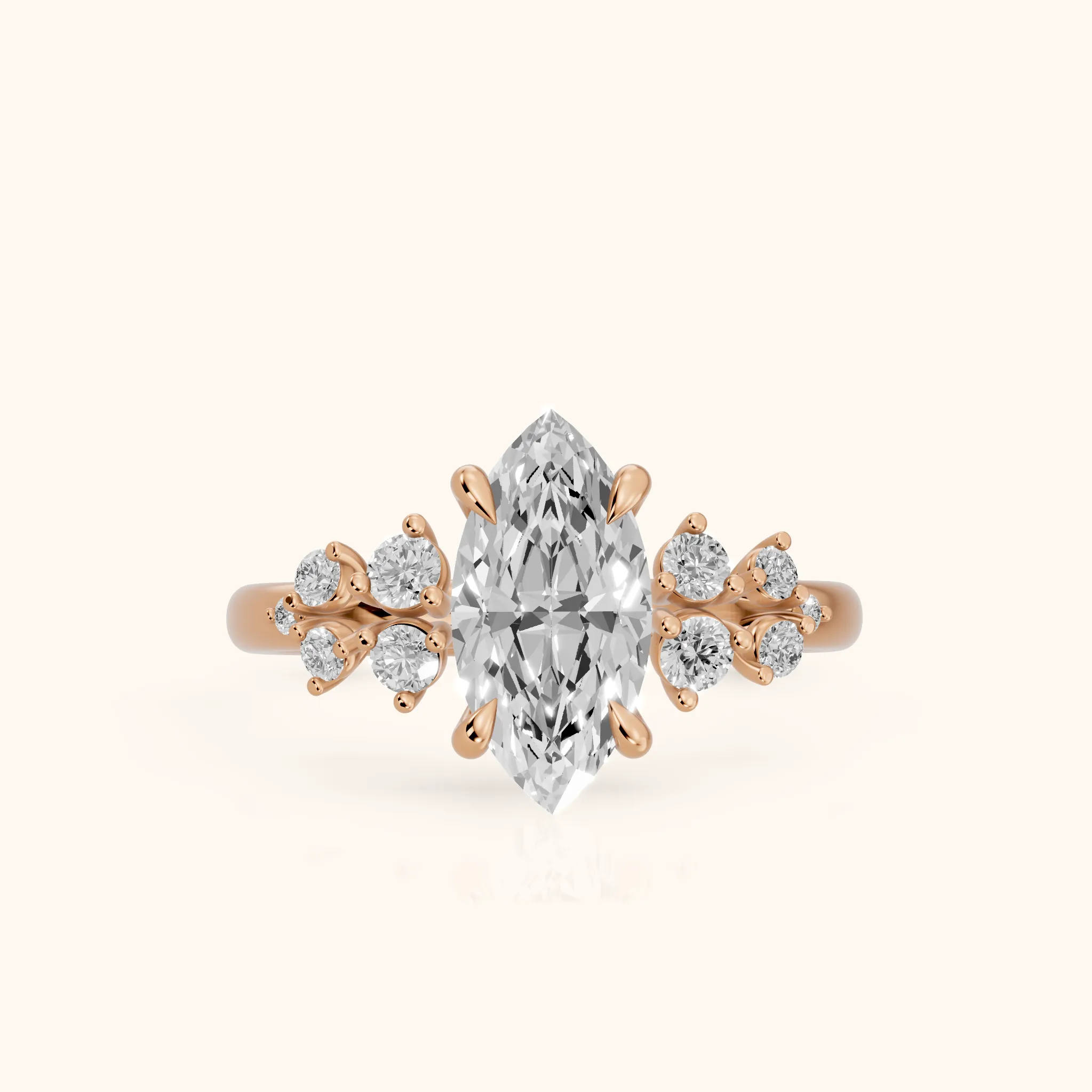 Evelina Bloom Marquise Diamond Engagement Ring in Rose Gold — view 1