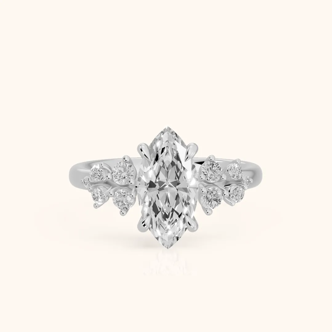 Evelina Bloom Marquise Diamond Engagement Ring in White Gold