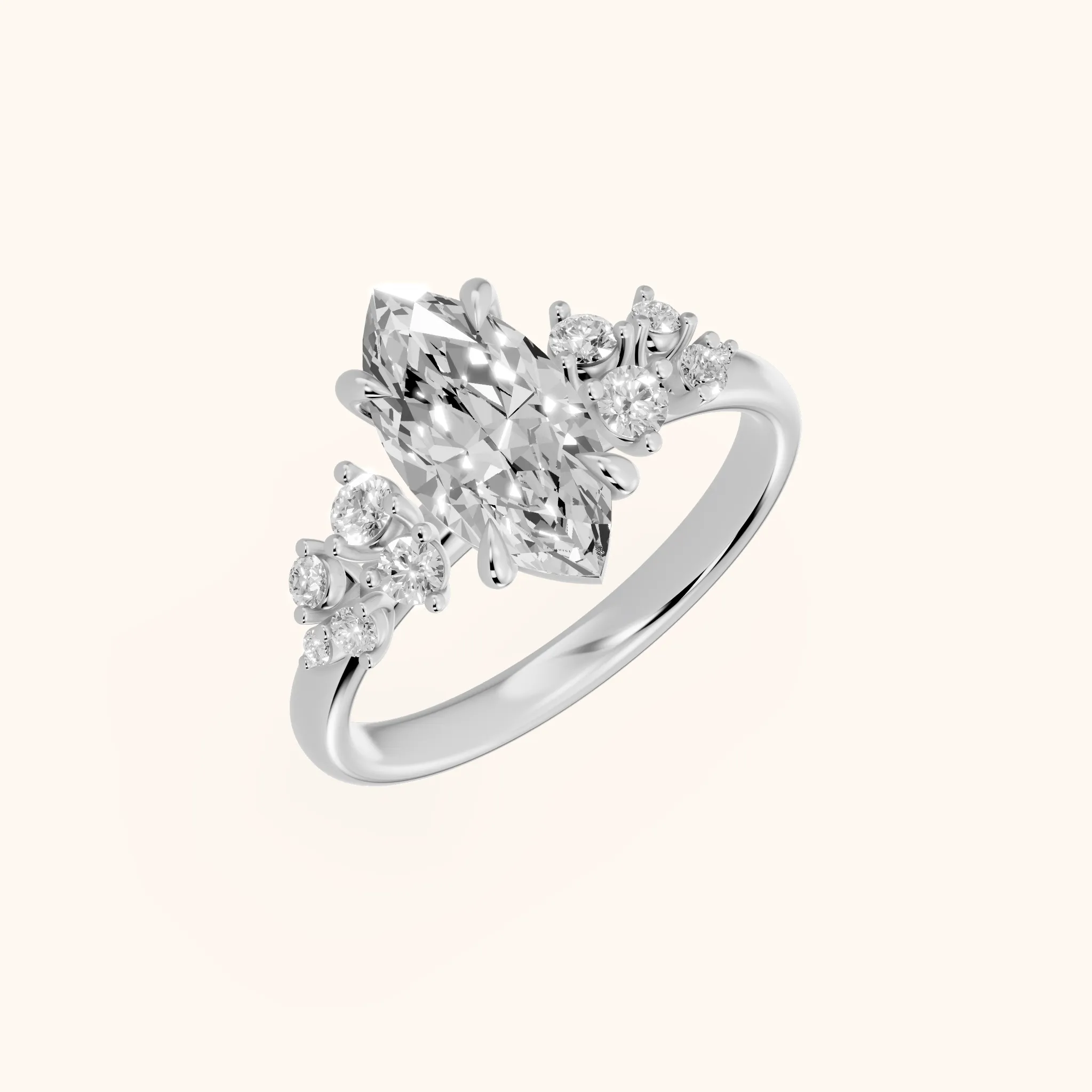 Evelina Bloom Marquise Diamond Engagement Ring in White Gold
