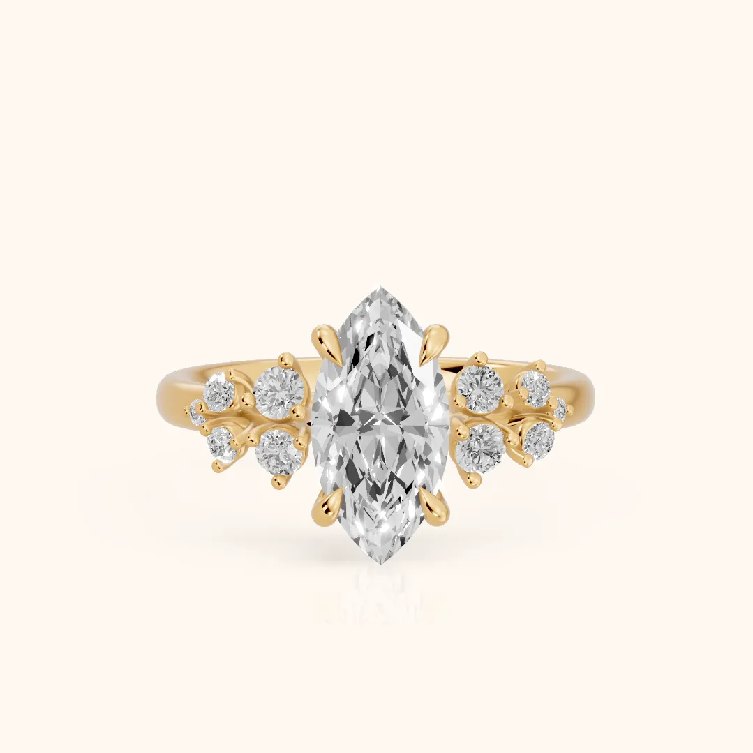 Evelina Bloom Marquise Diamond Engagement Ring in Yellow Gold
