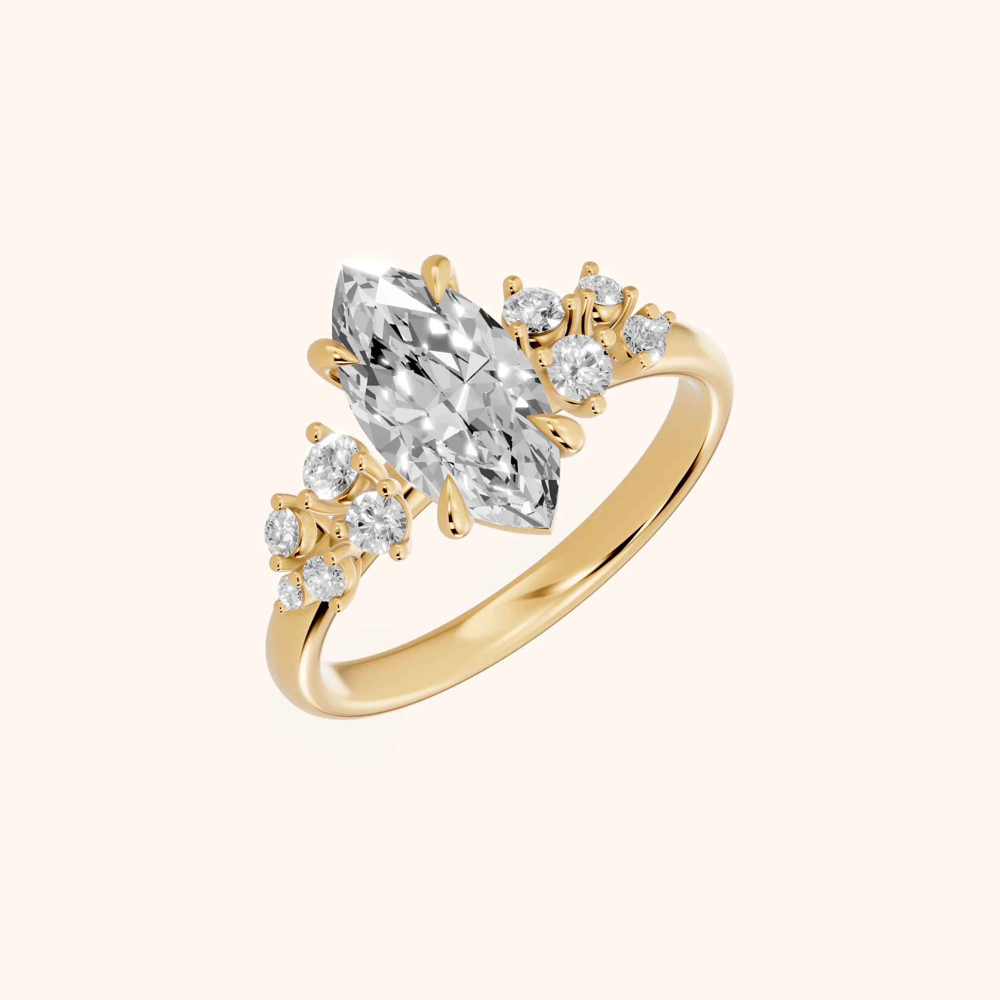 Evelina Bloom Marquise Diamond Engagement Ring in Yellow Gold