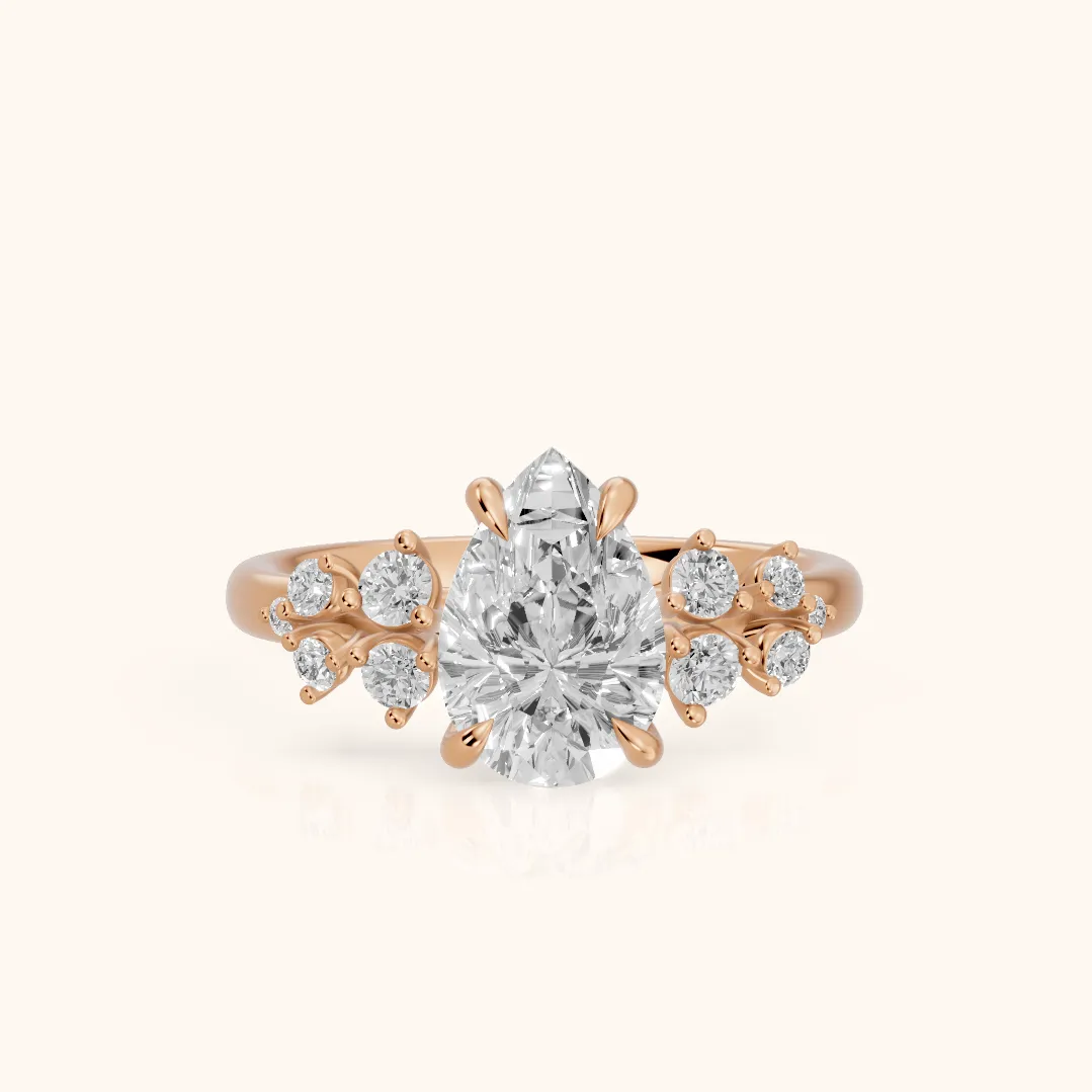 Evelina Bloom Pear Diamond Engagement Ring in Rose Gold