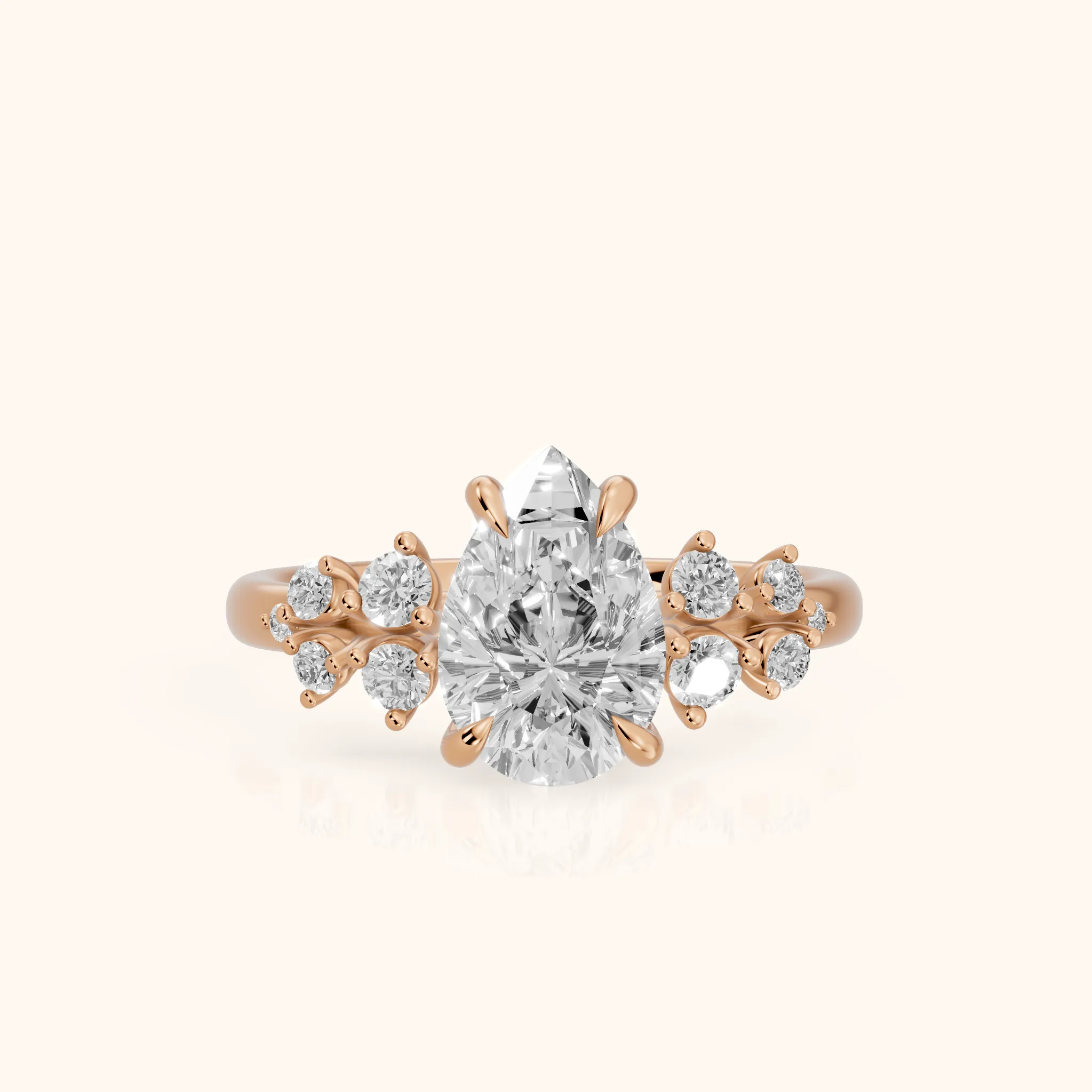 Evelina Bloom Pear Diamond Engagement Ring in Rose Gold — view 1