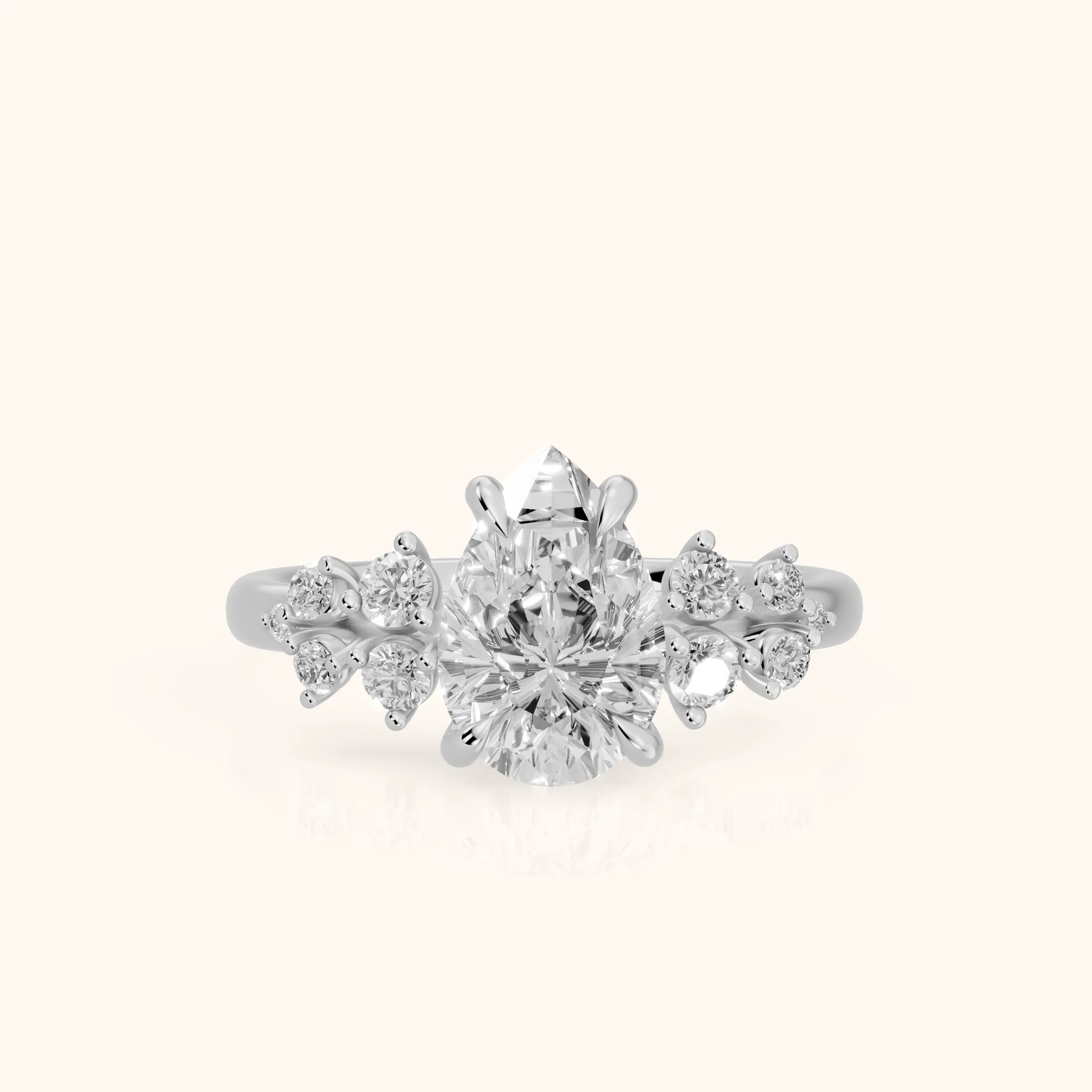 Evelina Bloom Pear Diamond Engagement Ring in Platinum — view 1