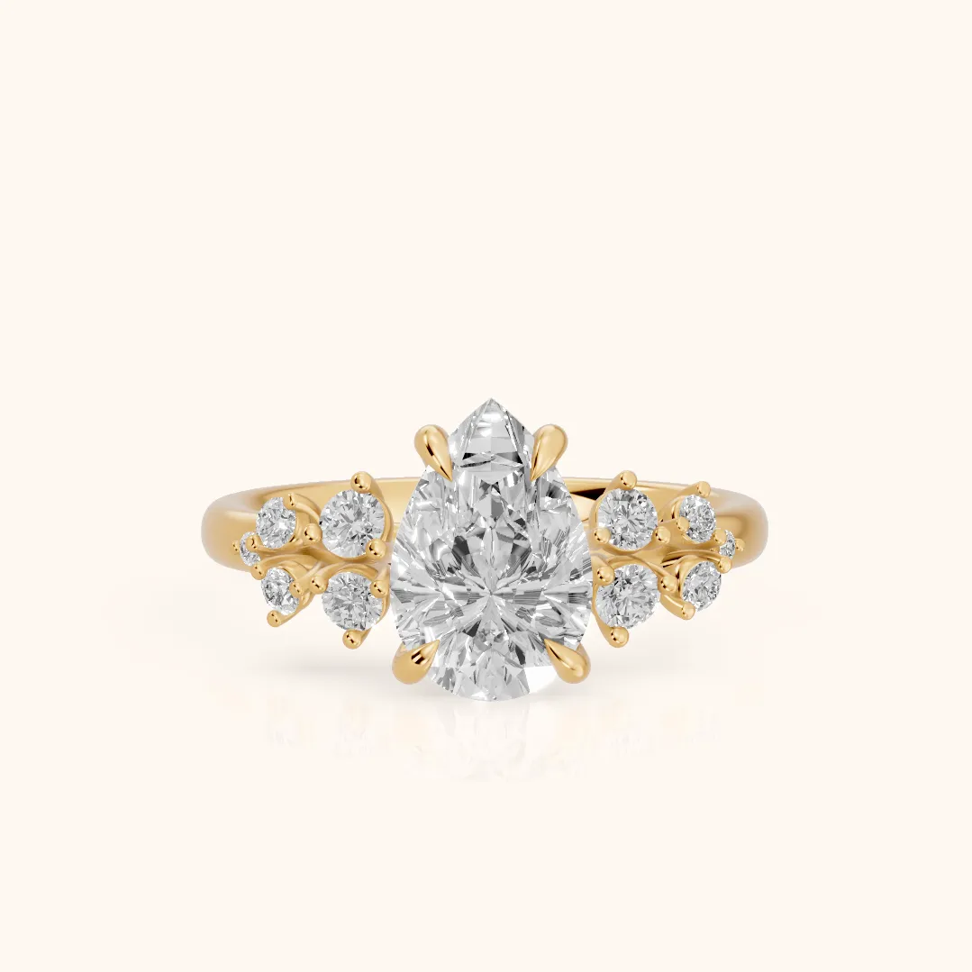 Evelina Bloom Pear Diamond Engagement Ring in Yellow Gold