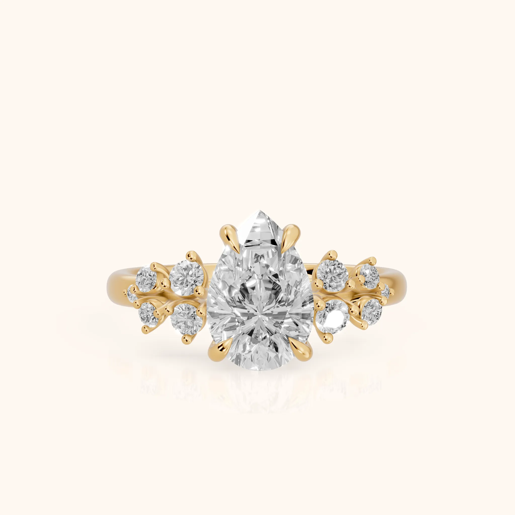 Evelina Bloom Pear Diamond Engagement Ring in Yellow Gold — view 1