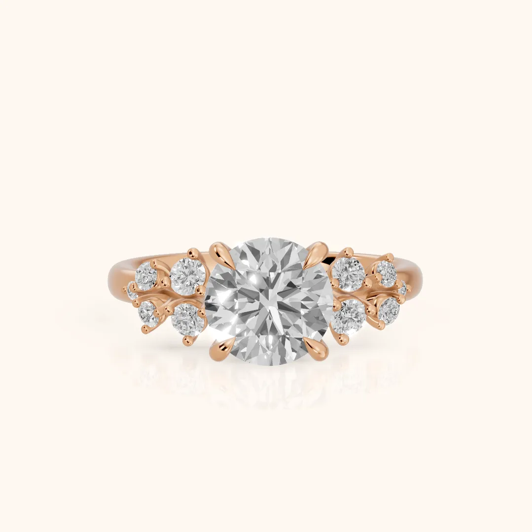 Evelina Bloom Round Diamond Engagement Ring in Rose Gold