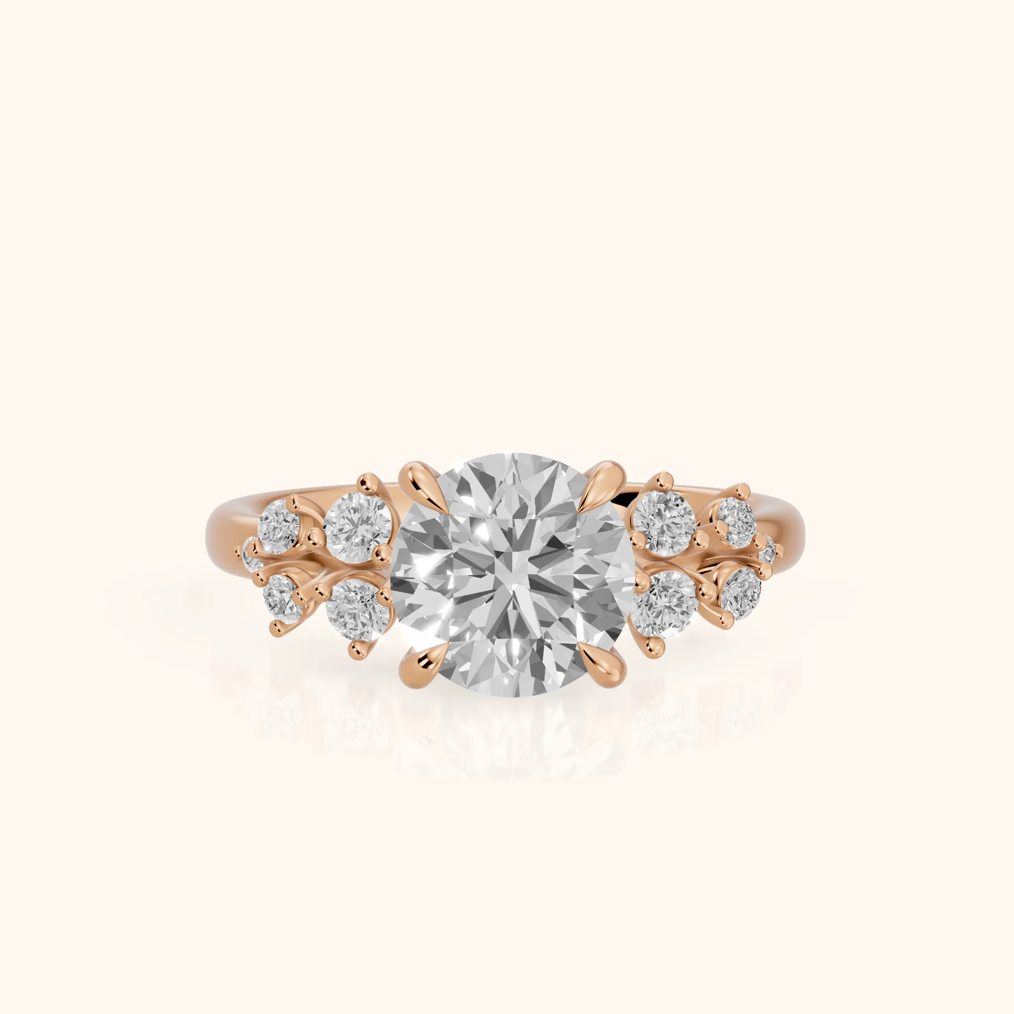 Evelina Bloom Round Diamond Engagement Ring in Rose Gold — view 1