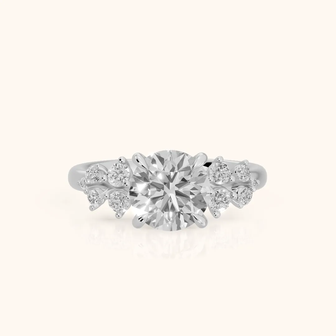 Evelina Bloom Round Diamond Engagement Ring in Platinum