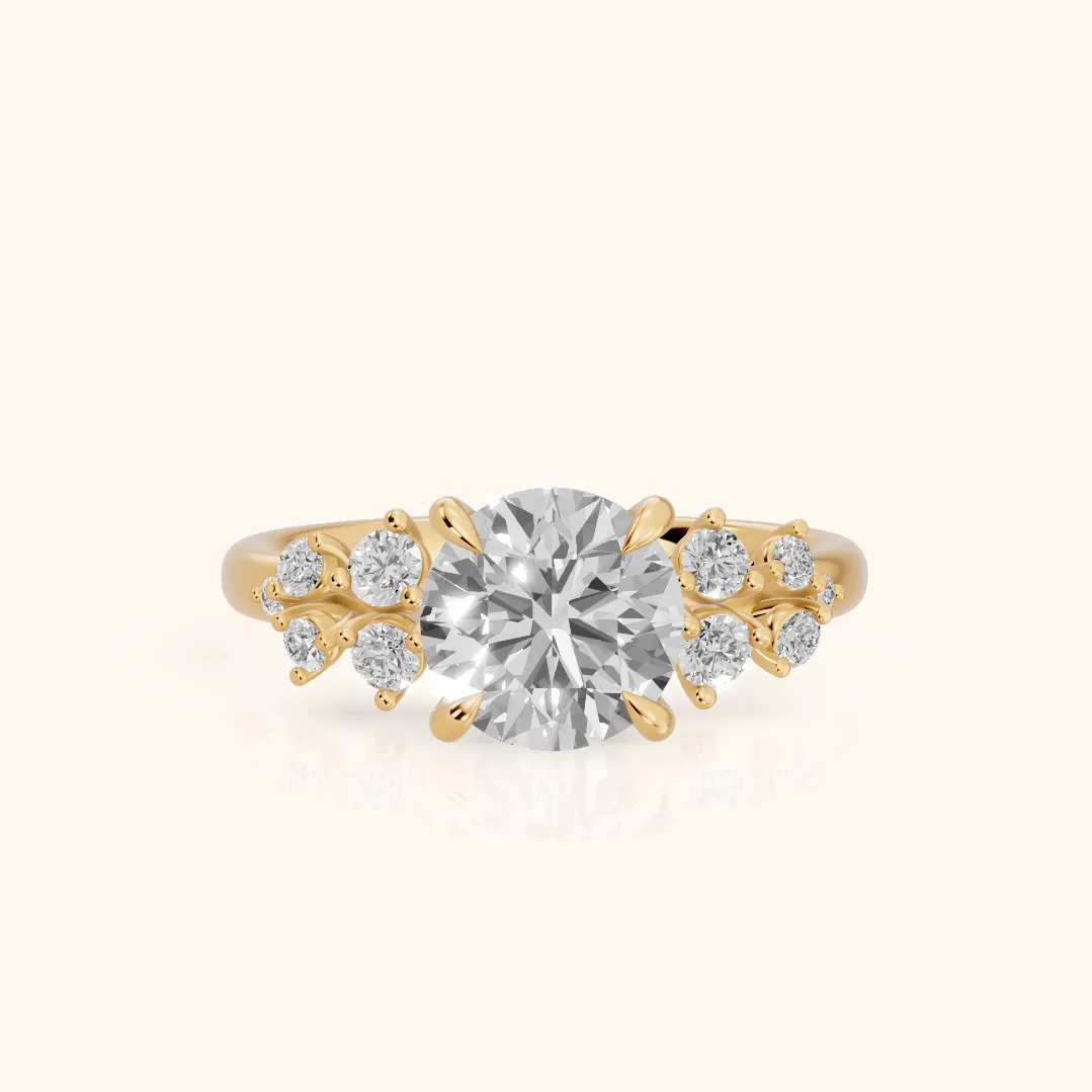 Evelina Bloom Round Diamond Engagement Ring in Yellow Gold