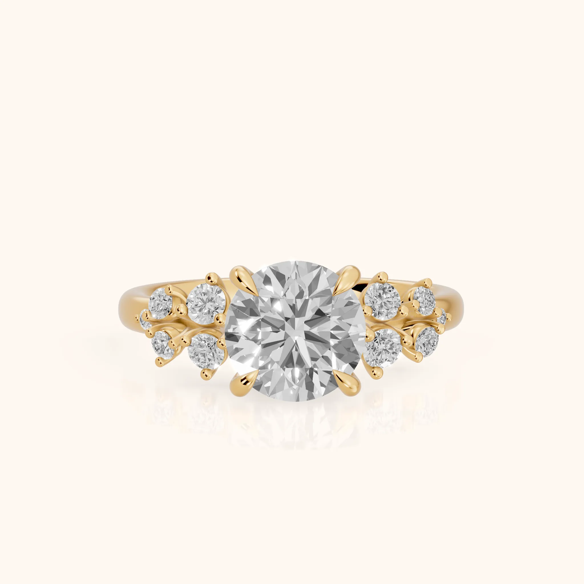 Evelina Bloom Round Diamond Engagement Ring in Yellow Gold — view 1