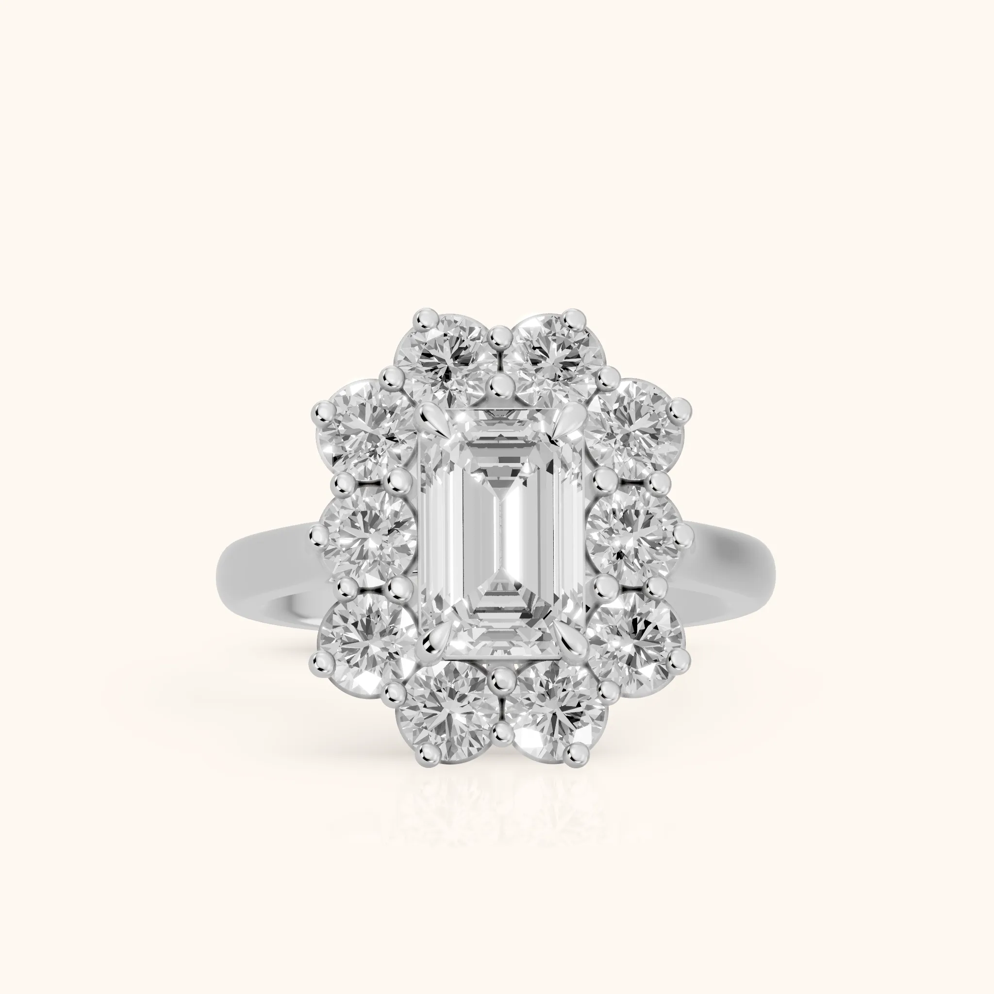 Phoebe Cluster Emerald Diamond Engagement Ring in Silver — view 1