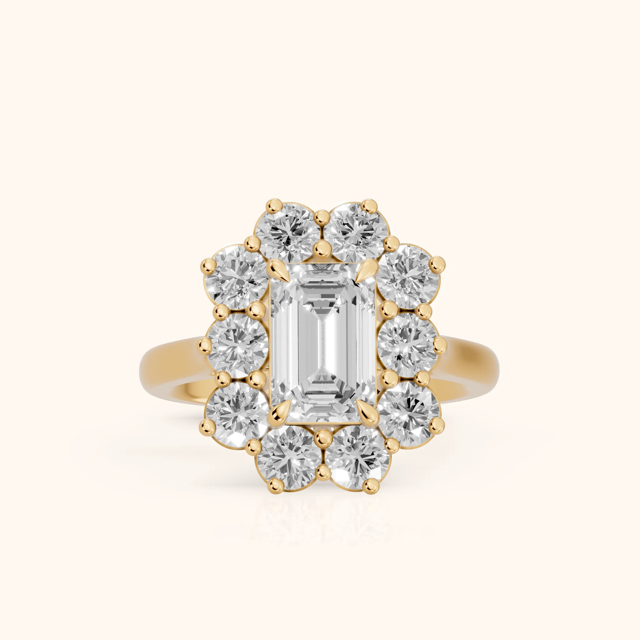 Phoebe Cluster Emerald Diamond Engagement Ring in Yellow Gold — view 1