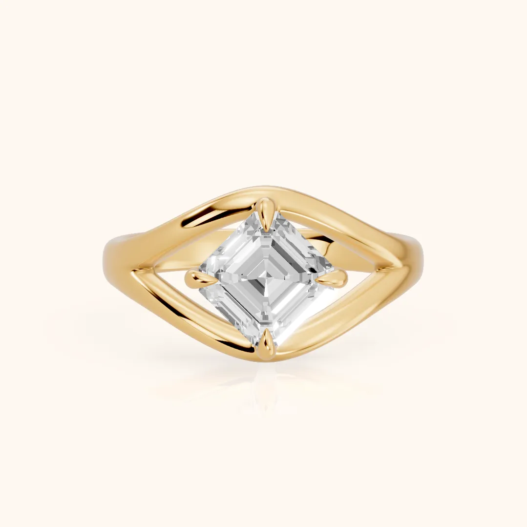 Seraphina Criss Cross  Asscher Diamond Engagement Ring in Yellow Gold