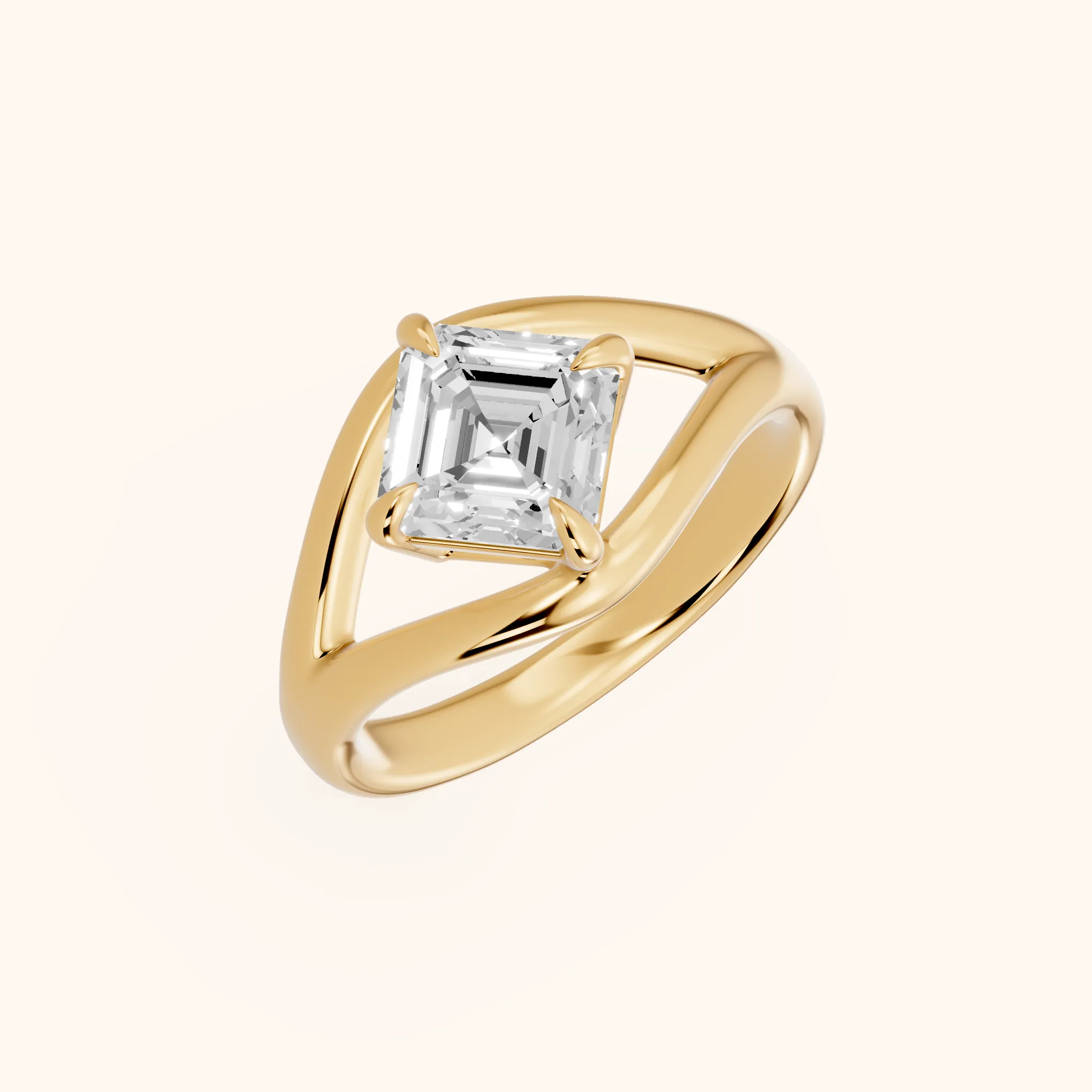 Seraphina Criss Cross  Asscher Diamond Engagement Ring in Yellow Gold
