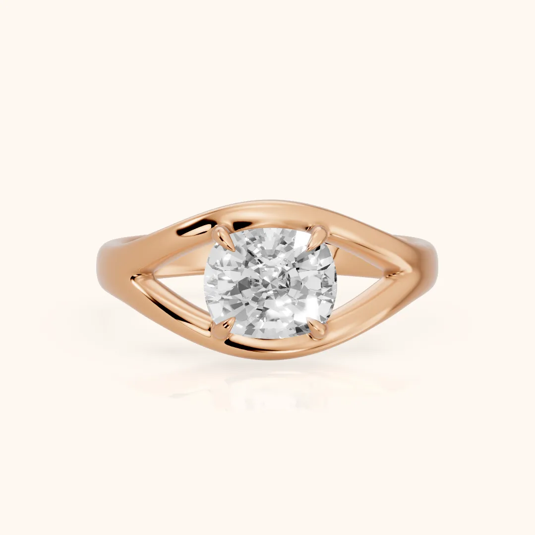 Seraphina Criss Cross Cushion Diamond Engagement Ring in Rose Gold