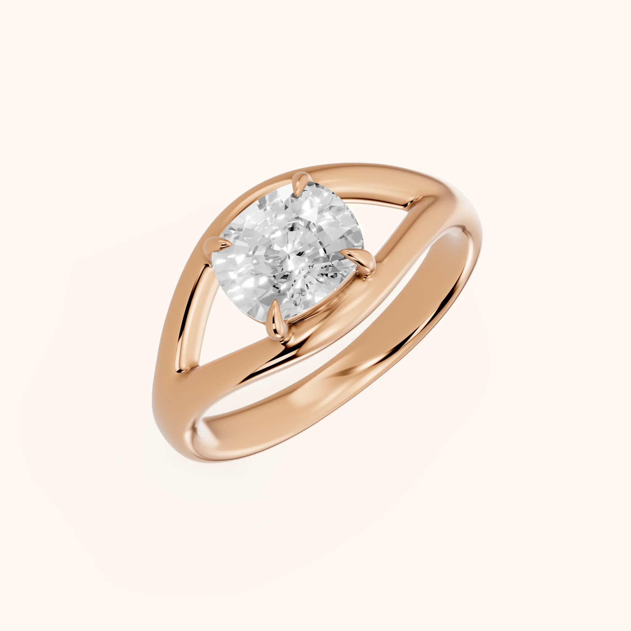 Seraphina Criss Cross Cushion Diamond Engagement Ring in Rose Gold