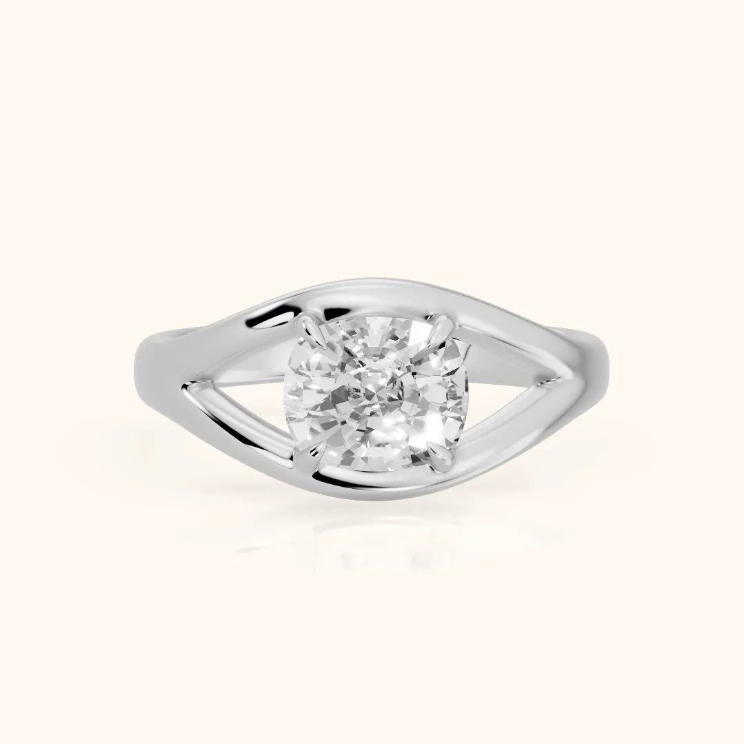Seraphina Criss Cross Cushion Diamond Engagement Ring in Silver