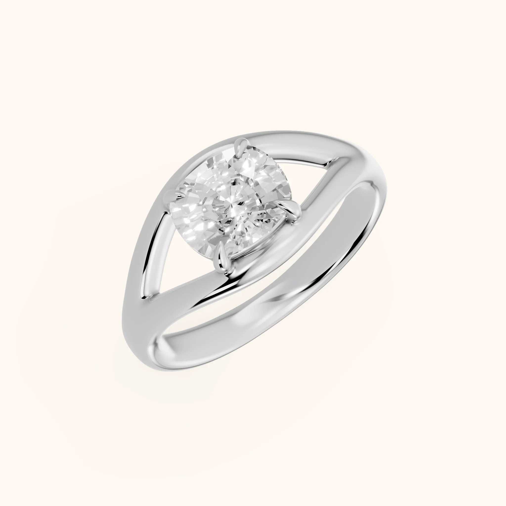 Seraphina Criss Cross Cushion Diamond Engagement Ring in Silver