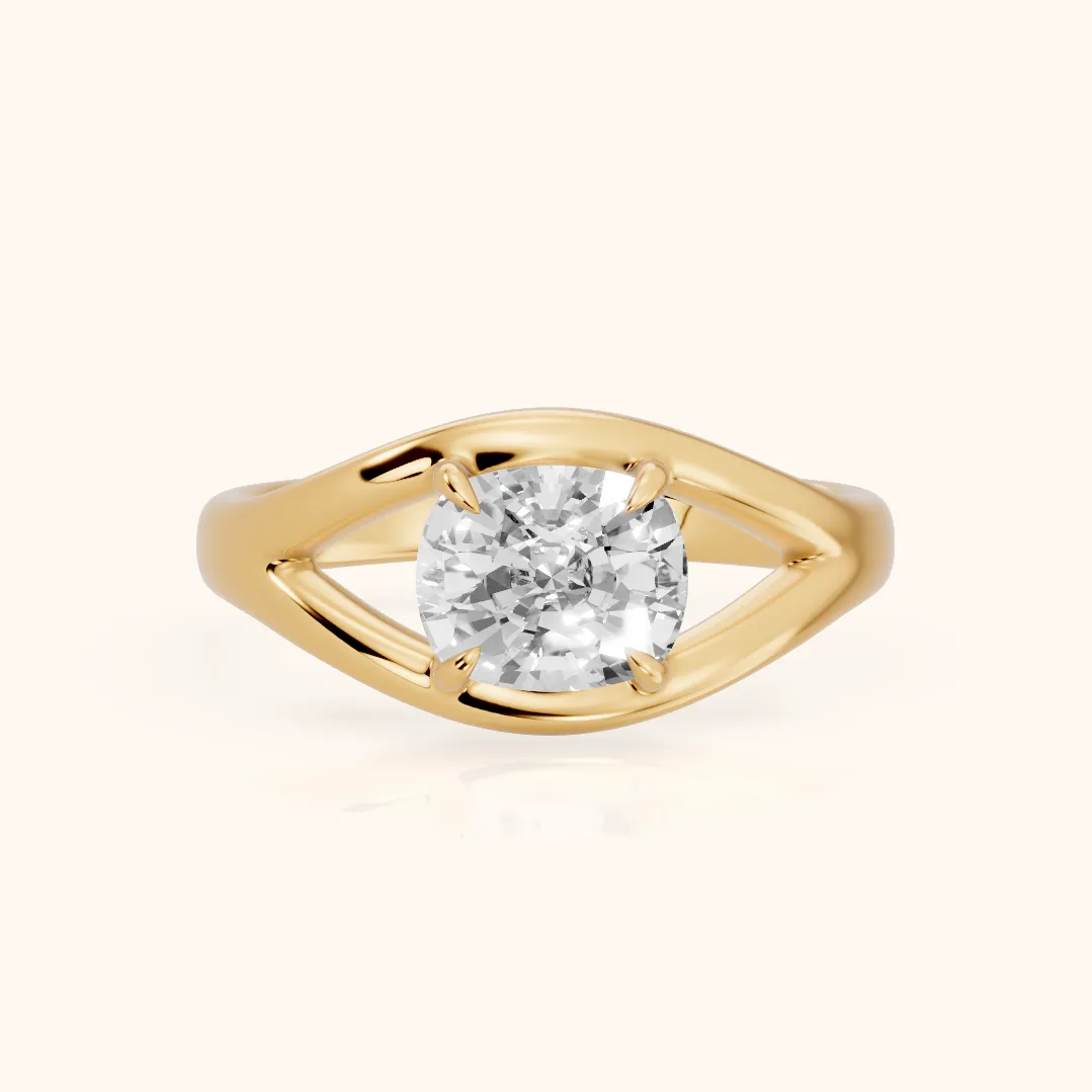 Seraphina Criss Cross Cushion Diamond Engagement Ring in Yellow Gold