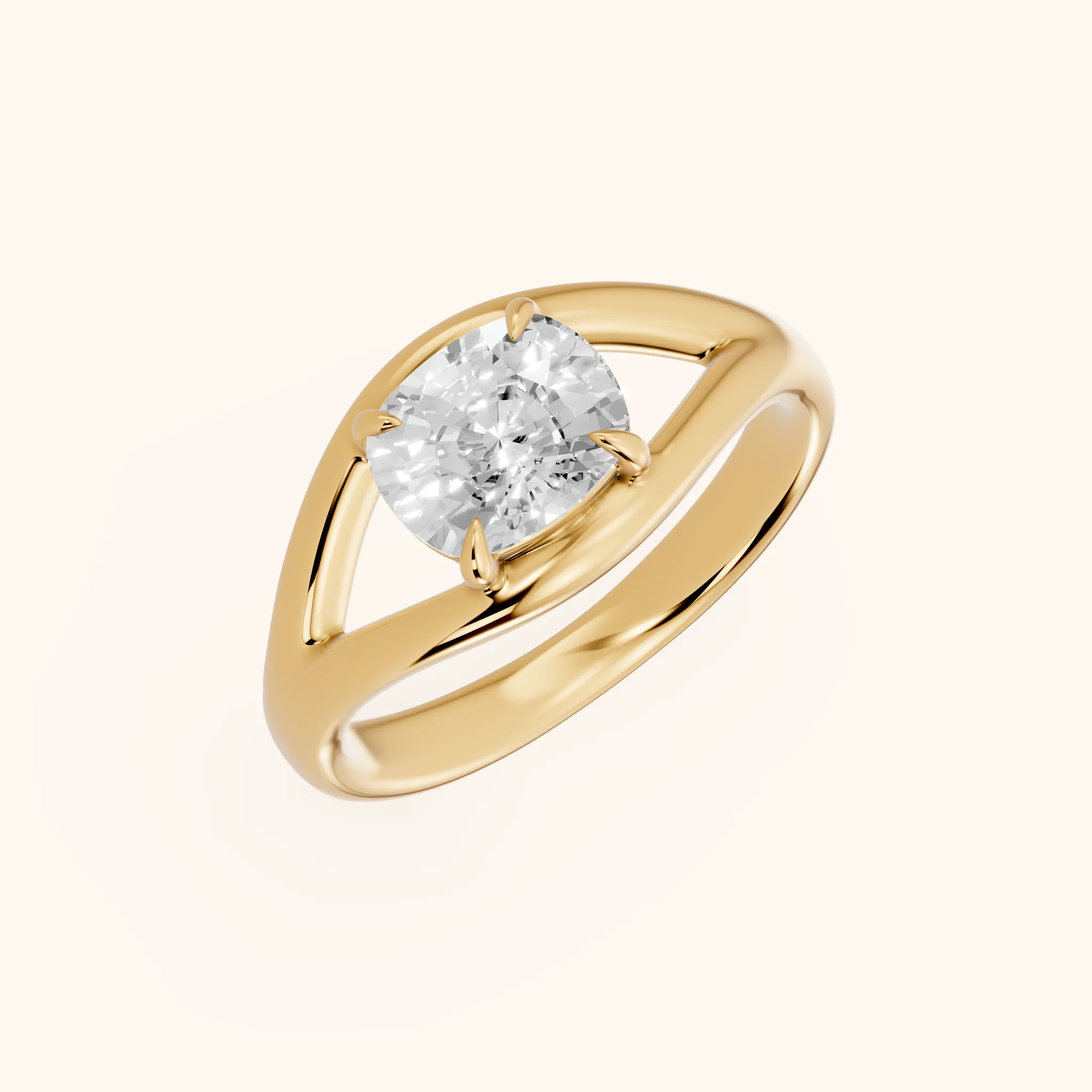 Seraphina Criss Cross Cushion Diamond Engagement Ring in Yellow Gold