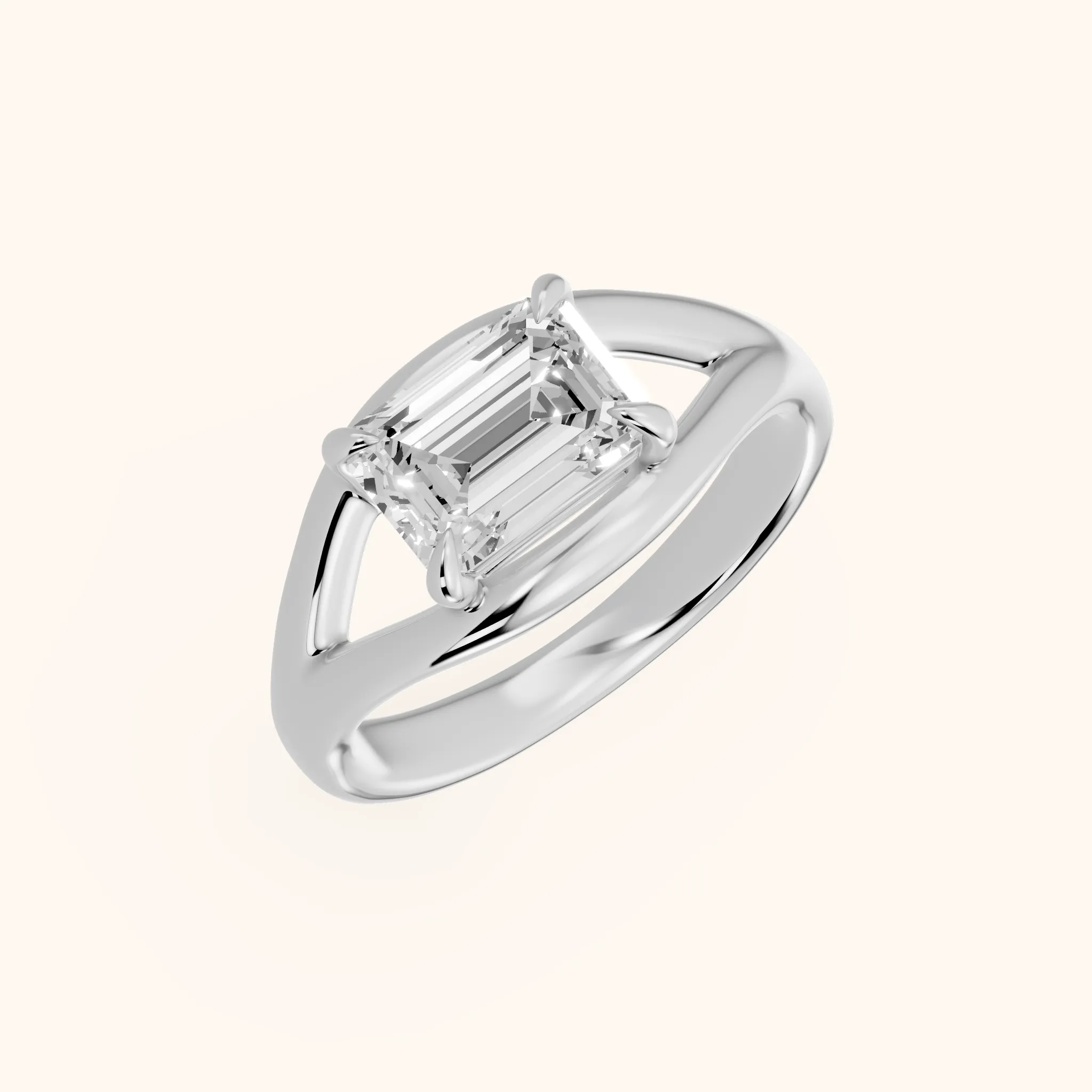 Seraphina Criss Cross Emerald Diamond Engagement Ring in Platinum