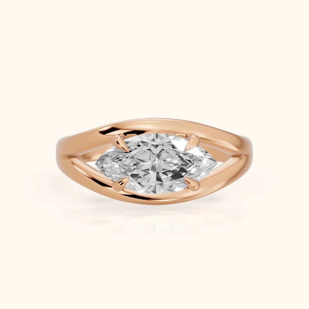 Seraphina Criss Cross Marquise Diamond Engagement Ring in Rose Gold