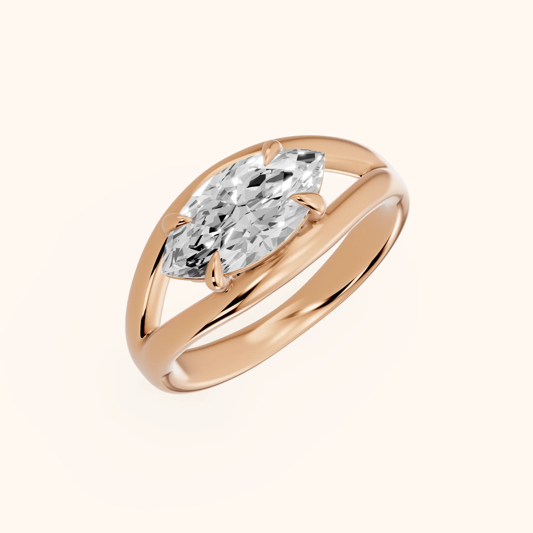 Seraphina Criss Cross Marquise Diamond Engagement Ring in Rose Gold