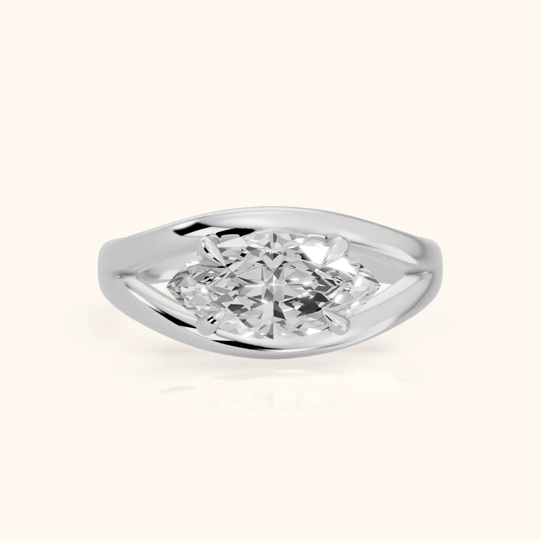 Seraphina Criss Cross Marquise Diamond Engagement Ring in Silver