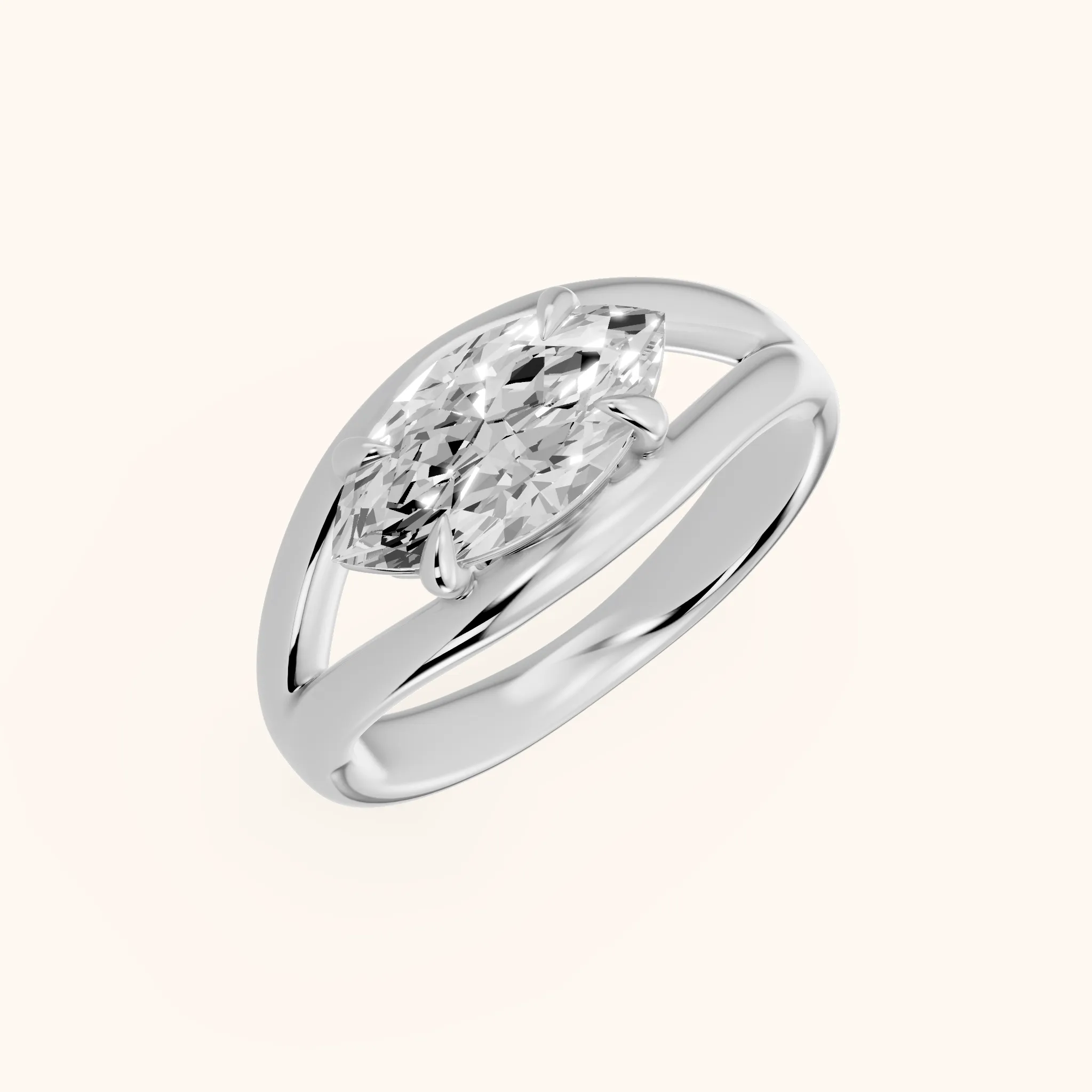 Seraphina Criss Cross Marquise Diamond Engagement Ring in Silver