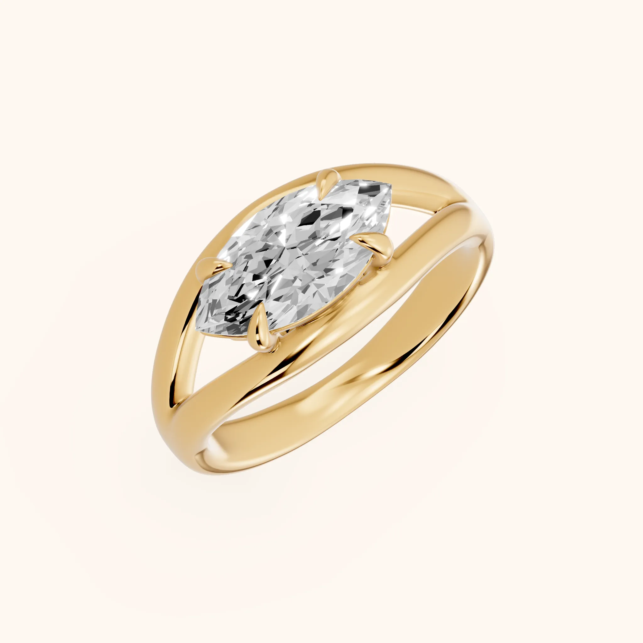 Seraphina Criss Cross Marquise Diamond Engagement Ring in Yellow Gold