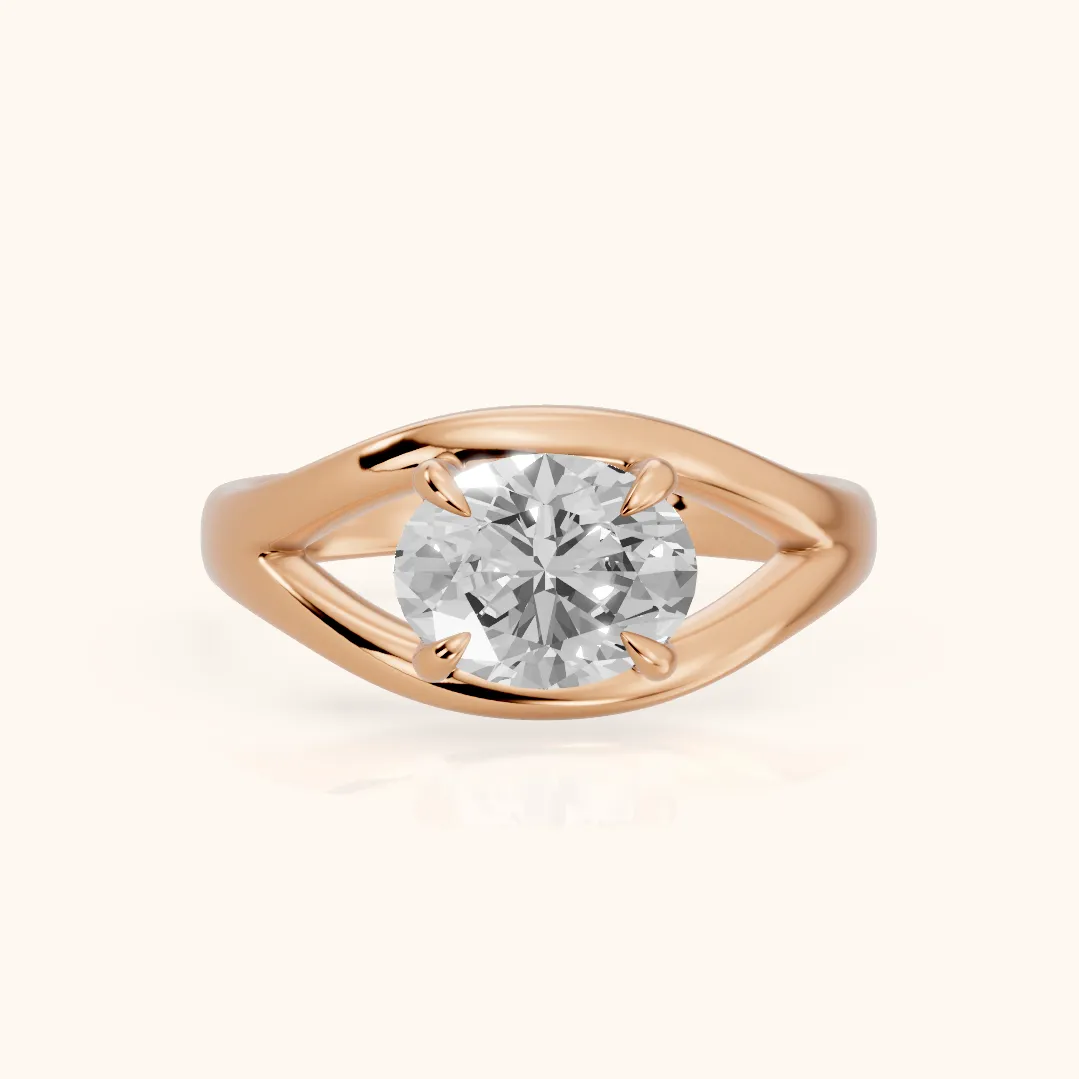 Seraphina Criss Cross Oval Diamond Engagement Ring in Rose Gold